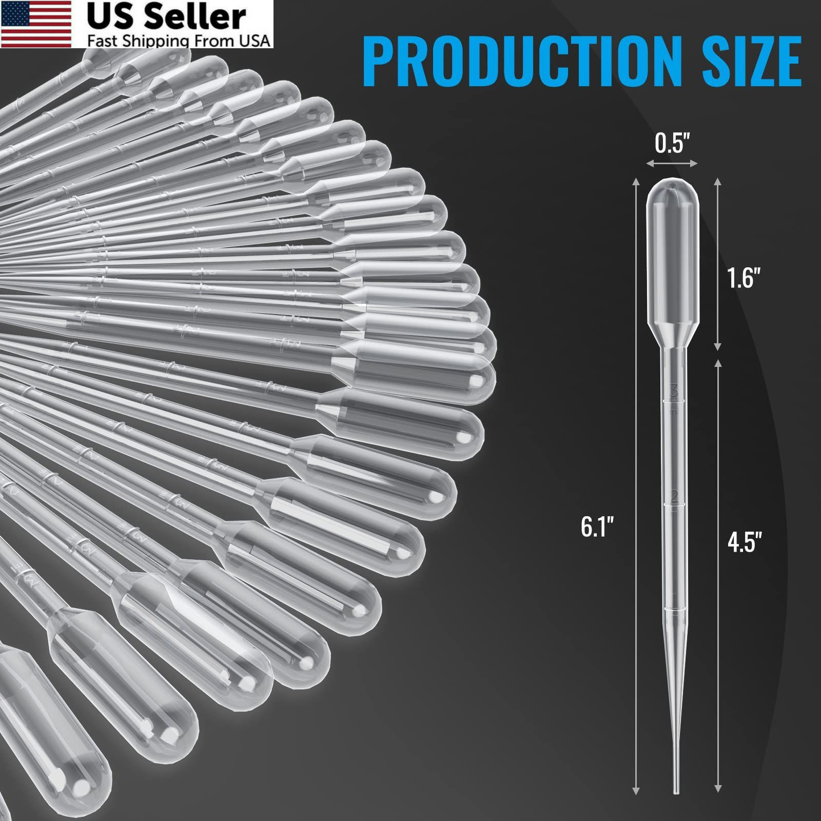 100pc 3ml Graduated Transfer Pipettes Disposable Plastic Lab Dropper Science Art
