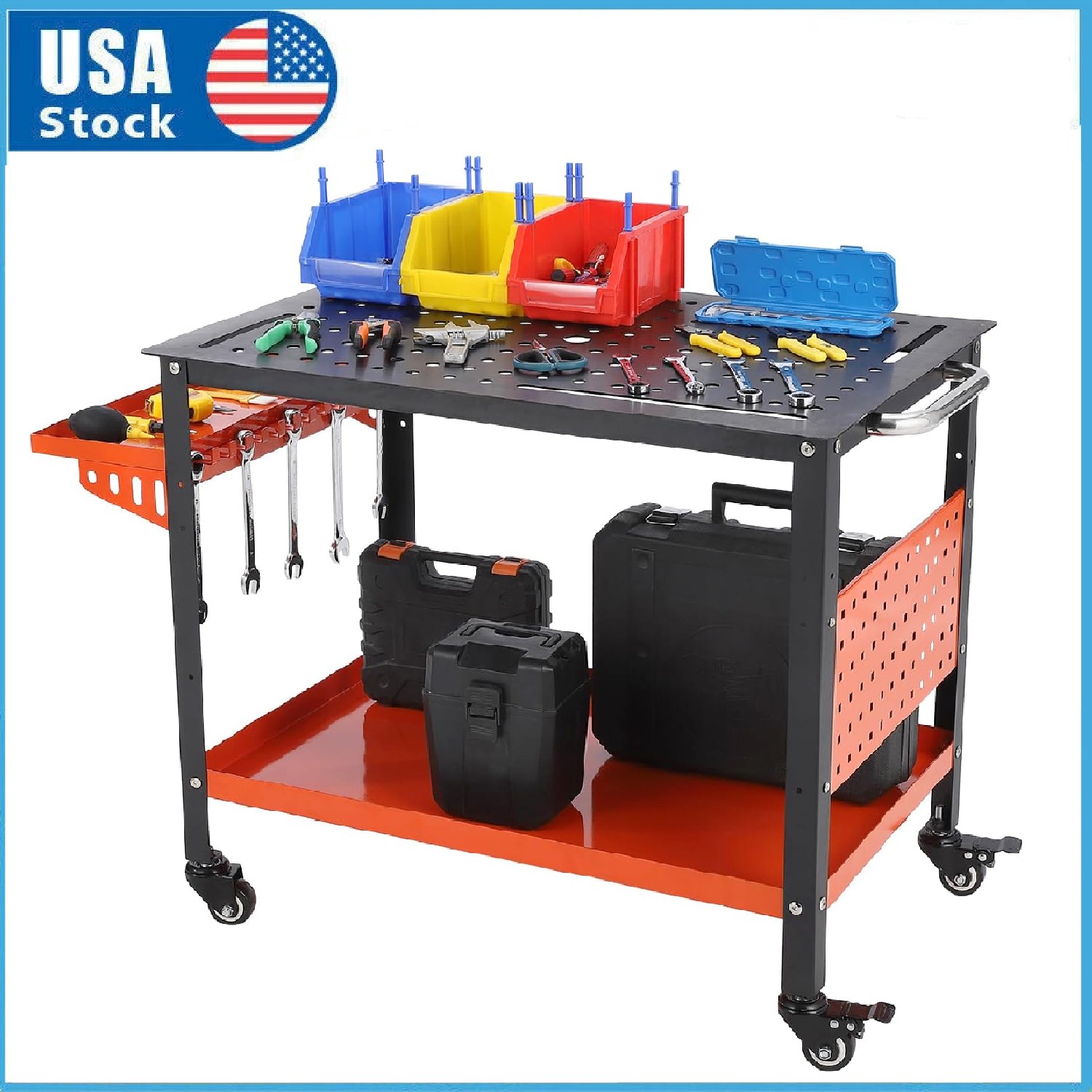 Portable Welding Table ,36"x24" Heavy Duty Welding Workbench Table with Wheels