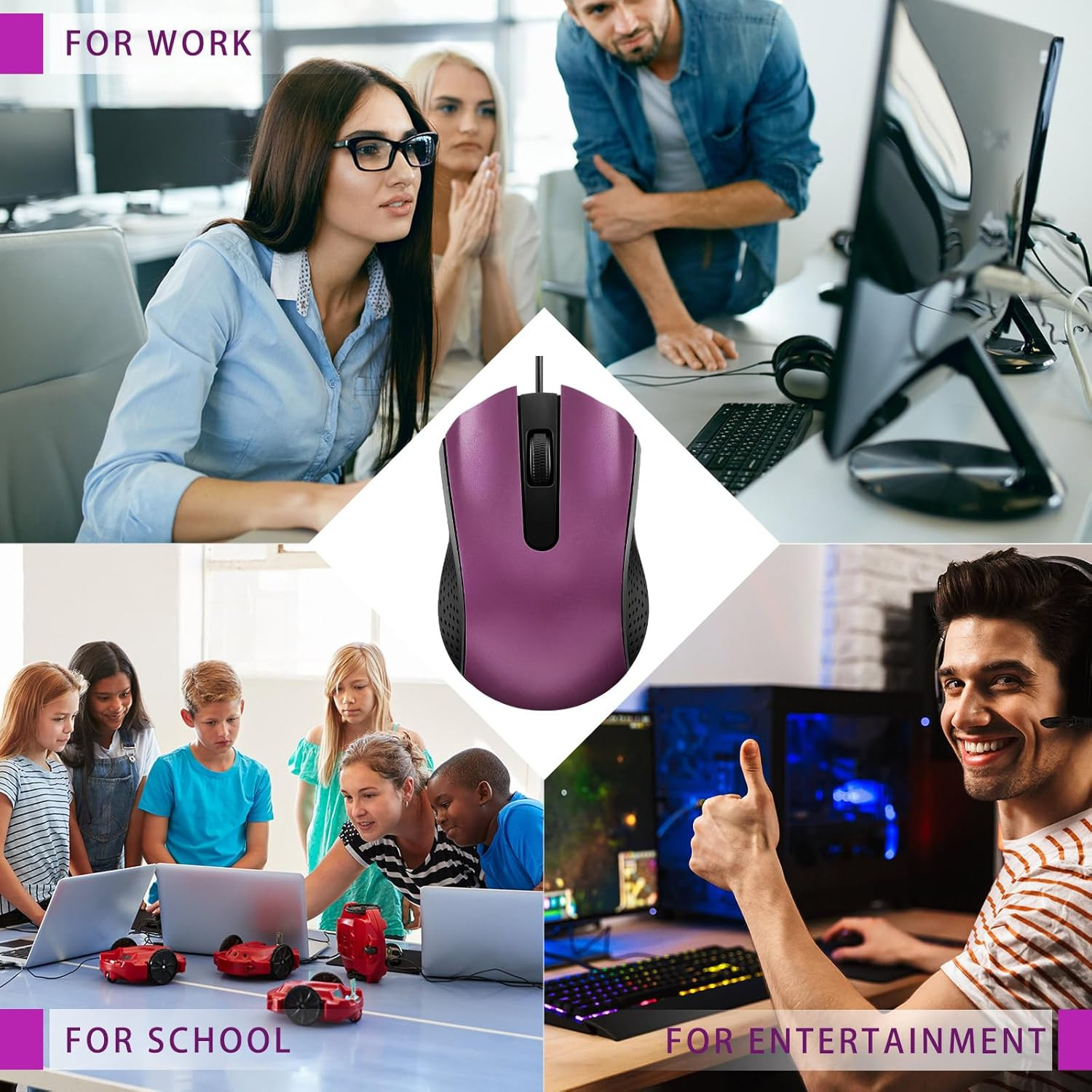 30 Pack USB Wired Mouse 3 Button Corded Computer Mice Bulk USB Mouse for PC Desk