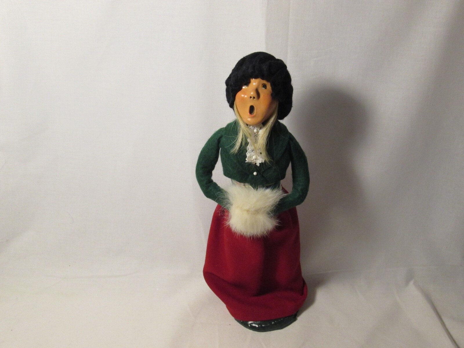 Byers Choice 1984 Traditional Blonde  Woman with Fine Red Skirt and Bumpy Base