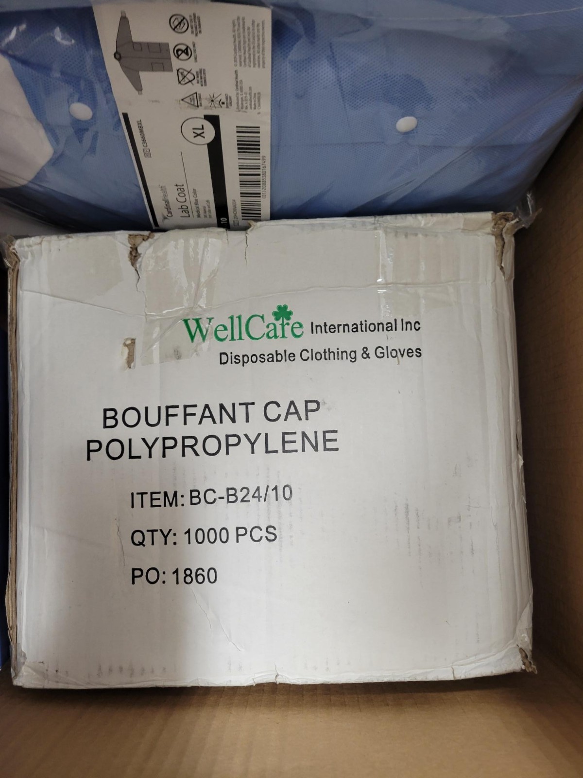 Wellcare Bouffant Cap-Blue 24' bag of 100