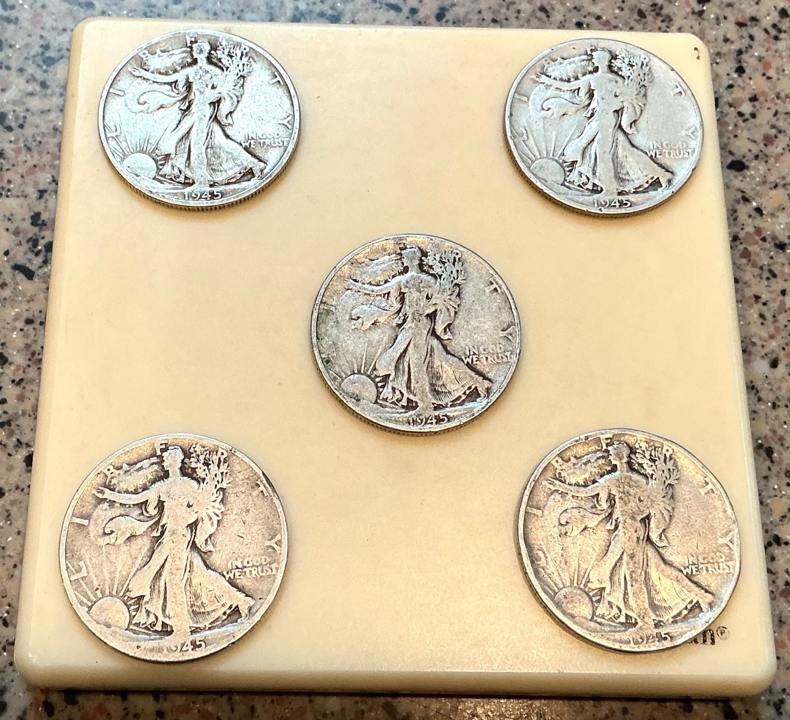 Walking Liberty Set of 5 Half Dollars 1945 VG Free Shipping #116