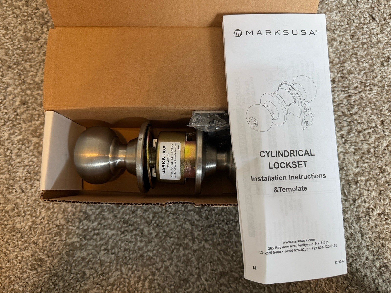 Marks 110F/32D Heavy Duty Cylindrical Lockset AW1 RH NEW