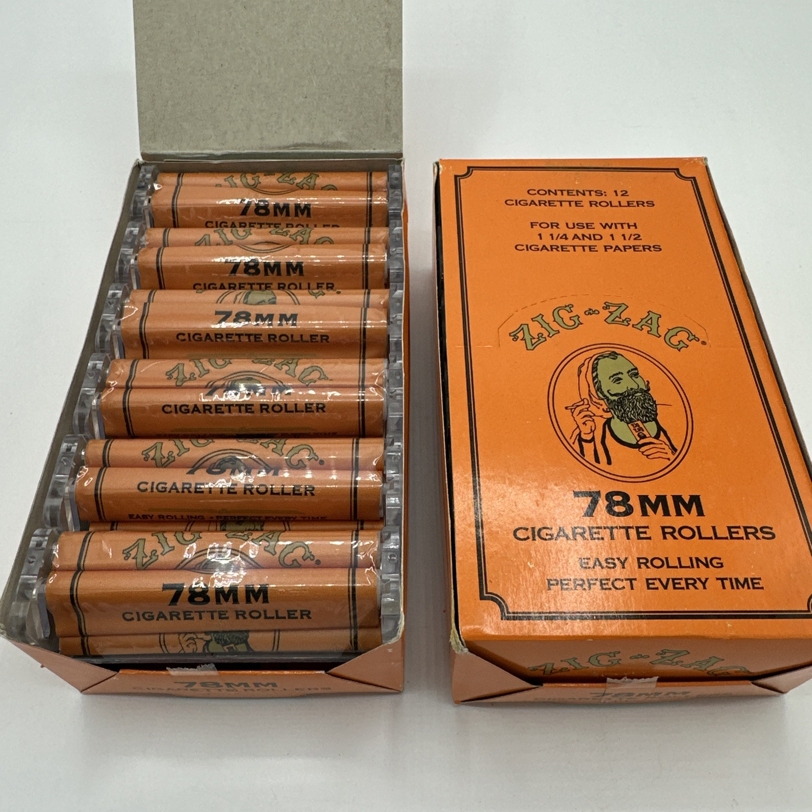 Zig-Zag 78mm Cigarette Rollers- New Full Box (12 In Box)- Use w/ 1.25 & 1.5 READ