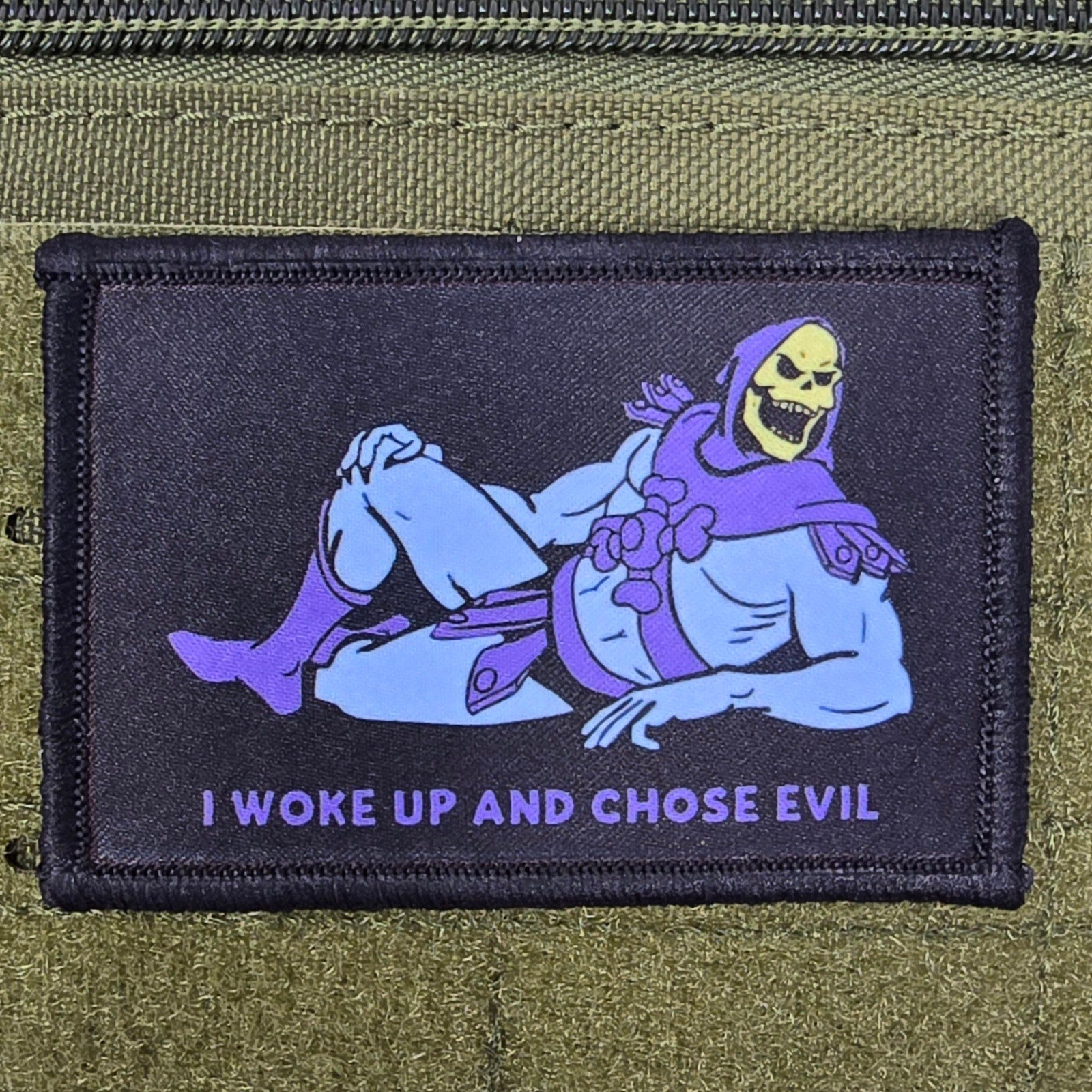 I Woke Up Evil Moral Skeletor 2x3 Tactical Military Patch USA Flag Hook & Loop