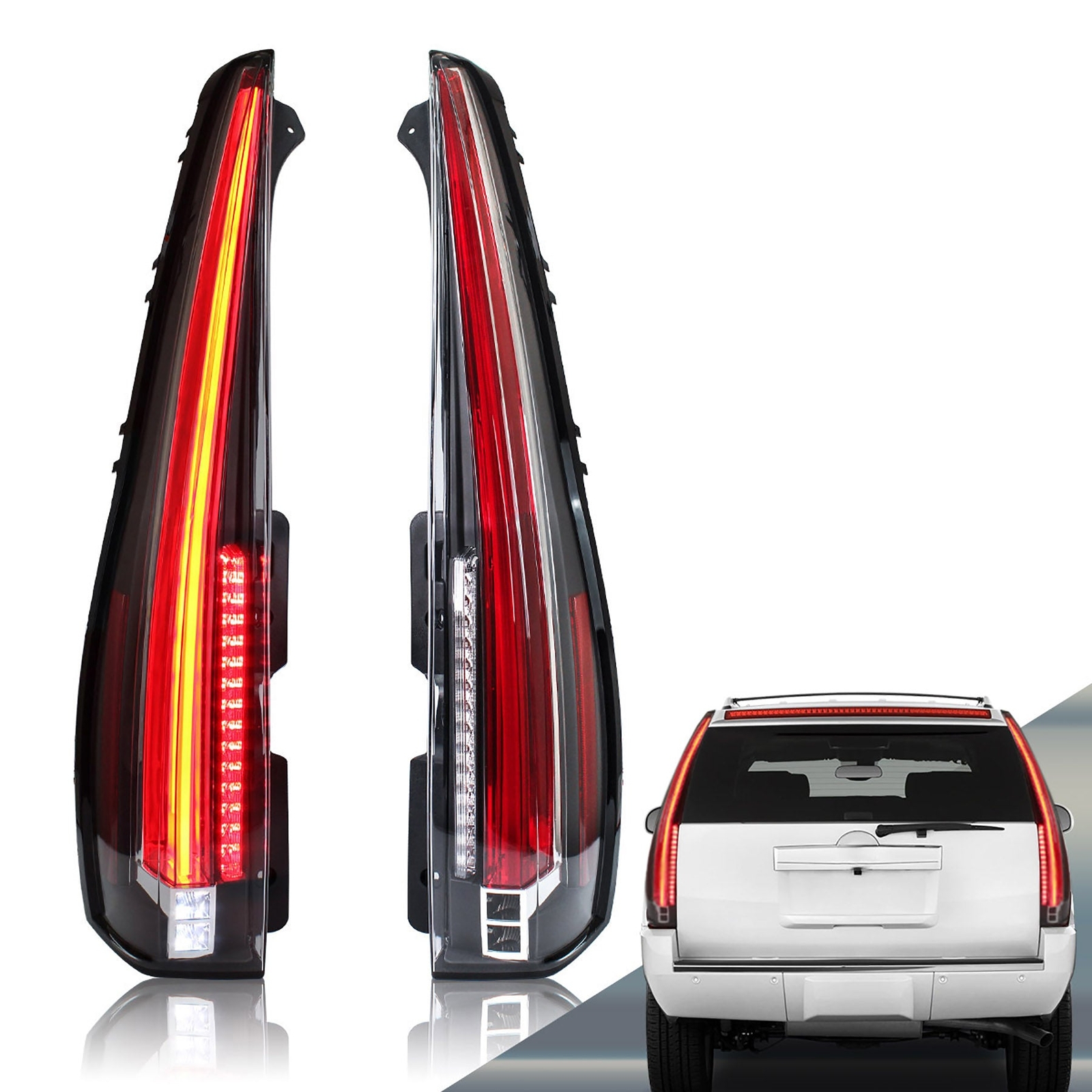 VLAND Fit 2007-2014 Cadillac Escalade / ESV  Red Turn Set LED Rear Tail Lights