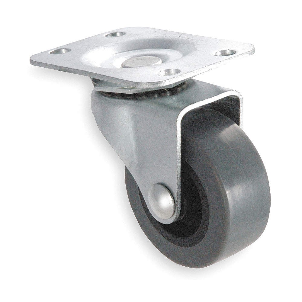 GRAINGER APPROVED P12S-PRP050D-12 Plate Caster,Swivel,Rubber,6 3/16"H 489A59