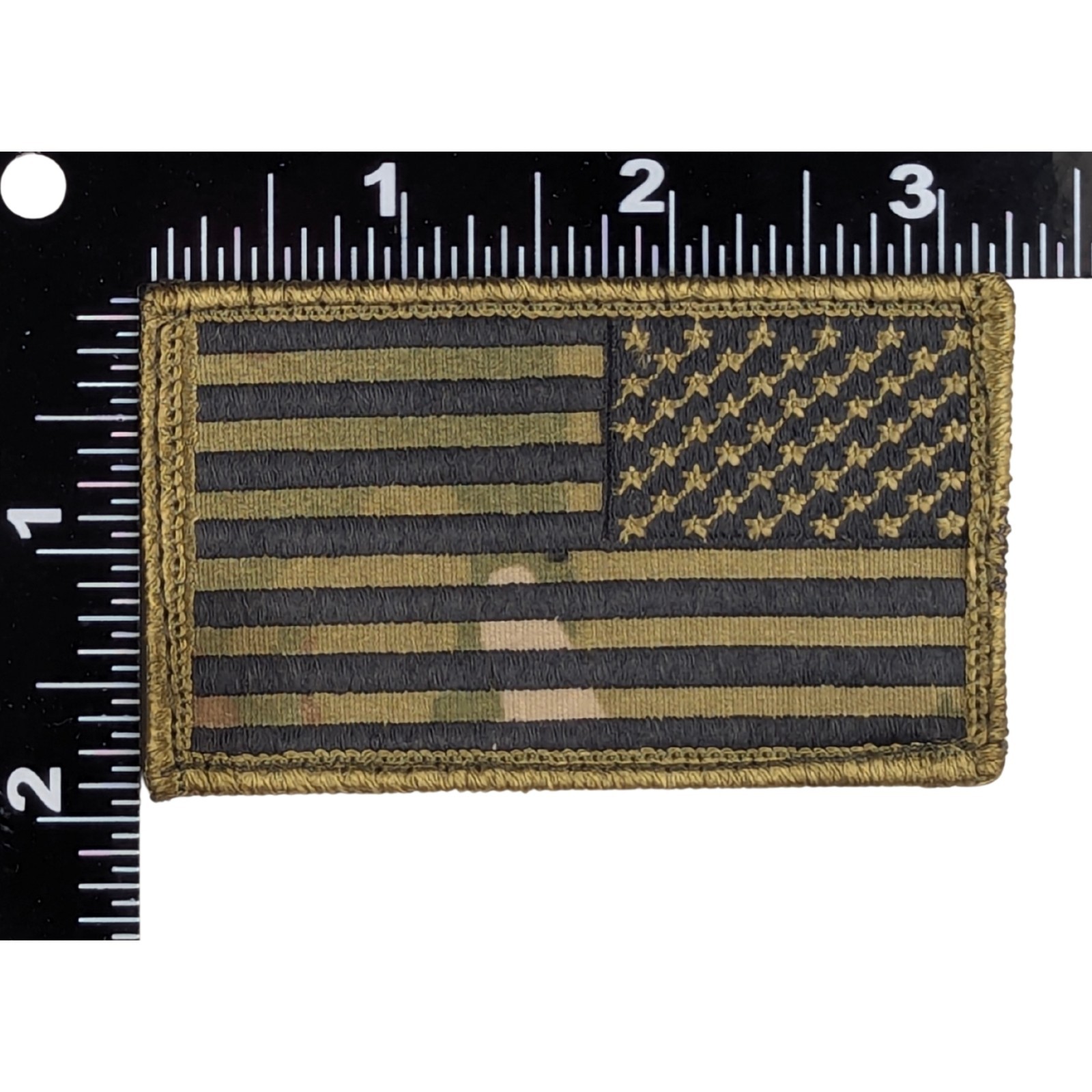 Reverse American Flag Patch - OCP Pattern Background - Hook Fastener Patch