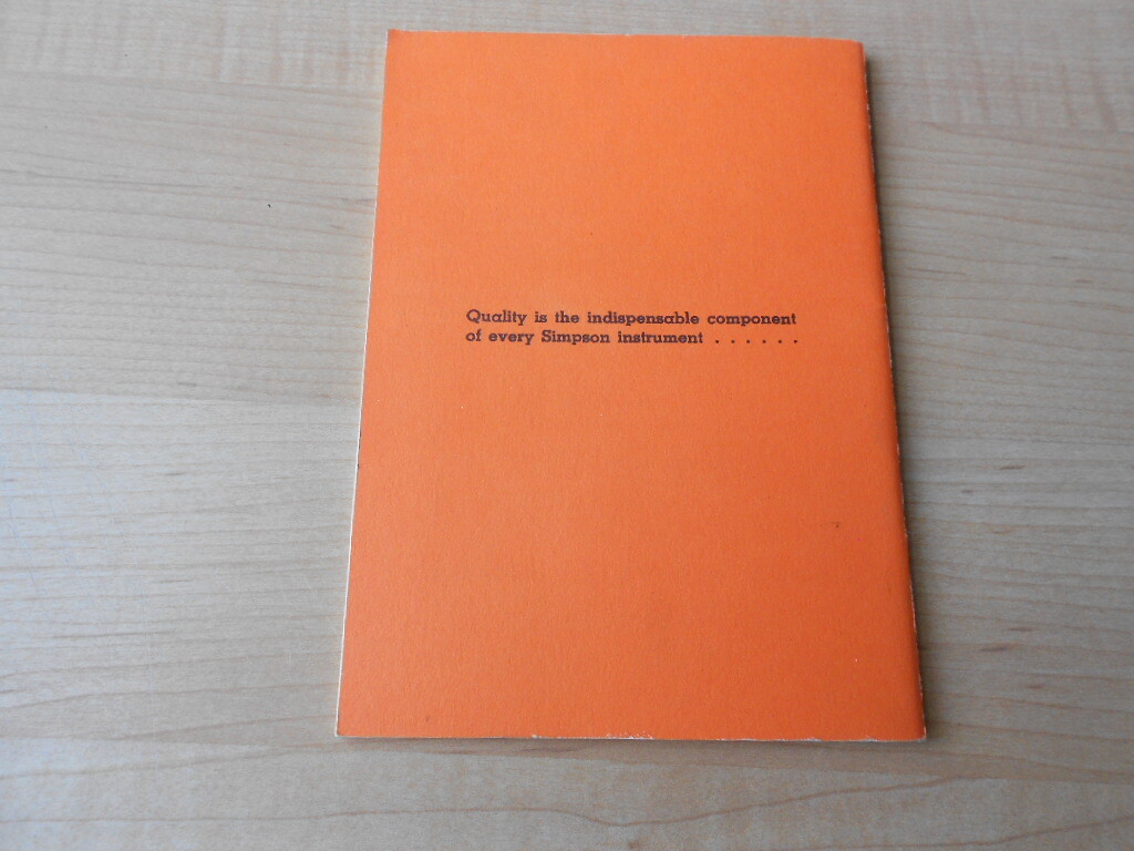1963 Simpson 261 Volt-Ohm-Millammeter Operators Manual Original