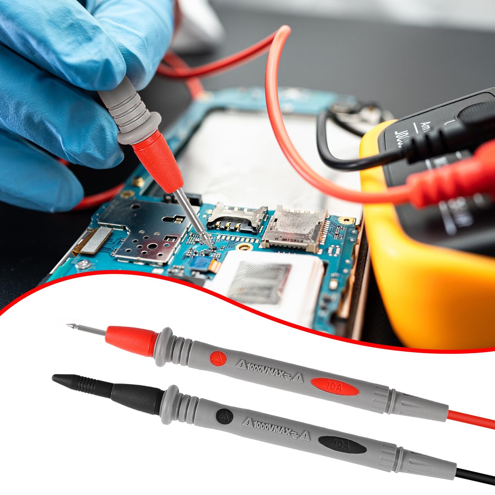 2set 10A Multimeter Test Lead Kit Probes Universal Cable Volt Meter Leads Tes...