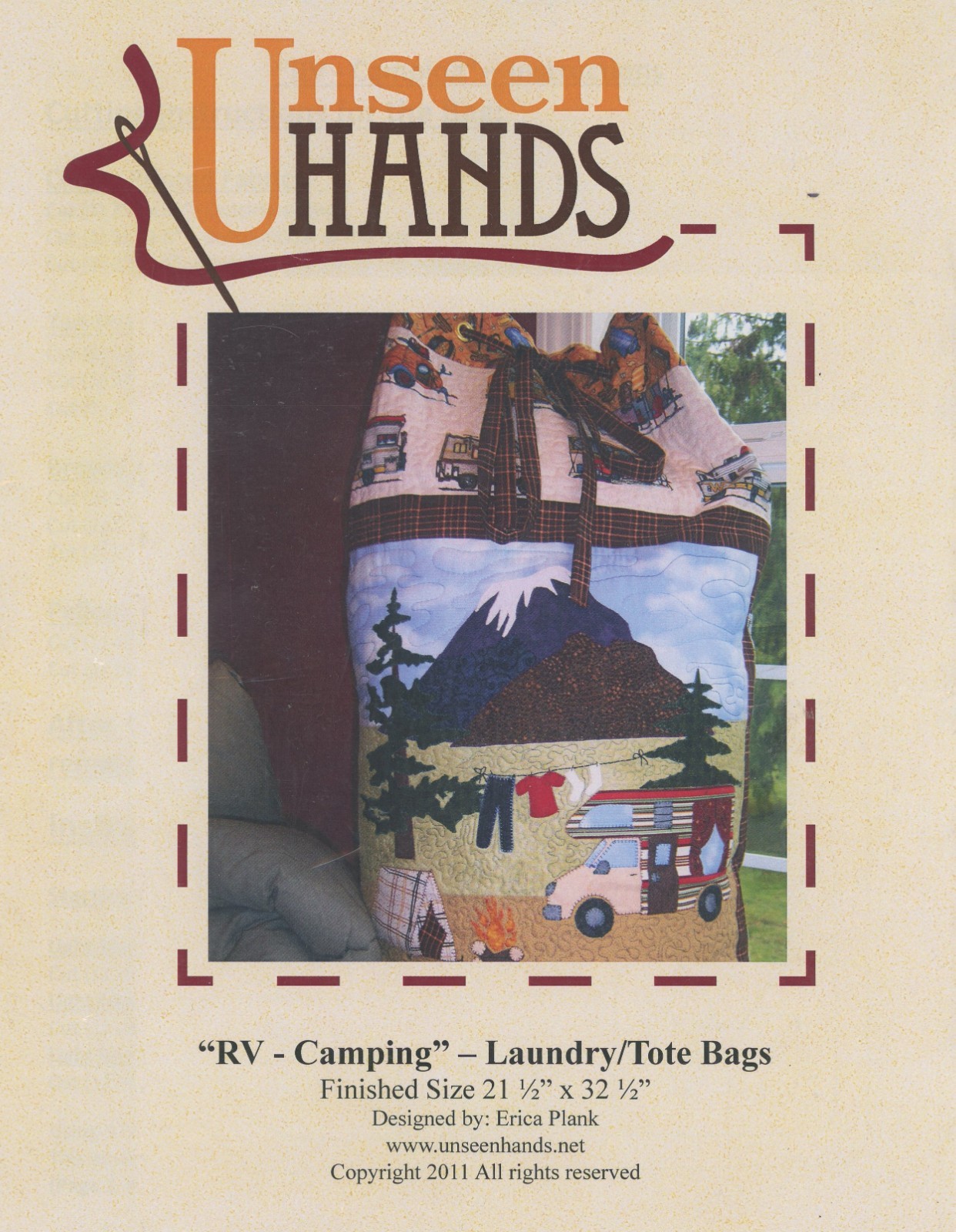 Unseen Hands RV Camping Glamping Laundry Tote Bags Erica Plank Quilt Pattern