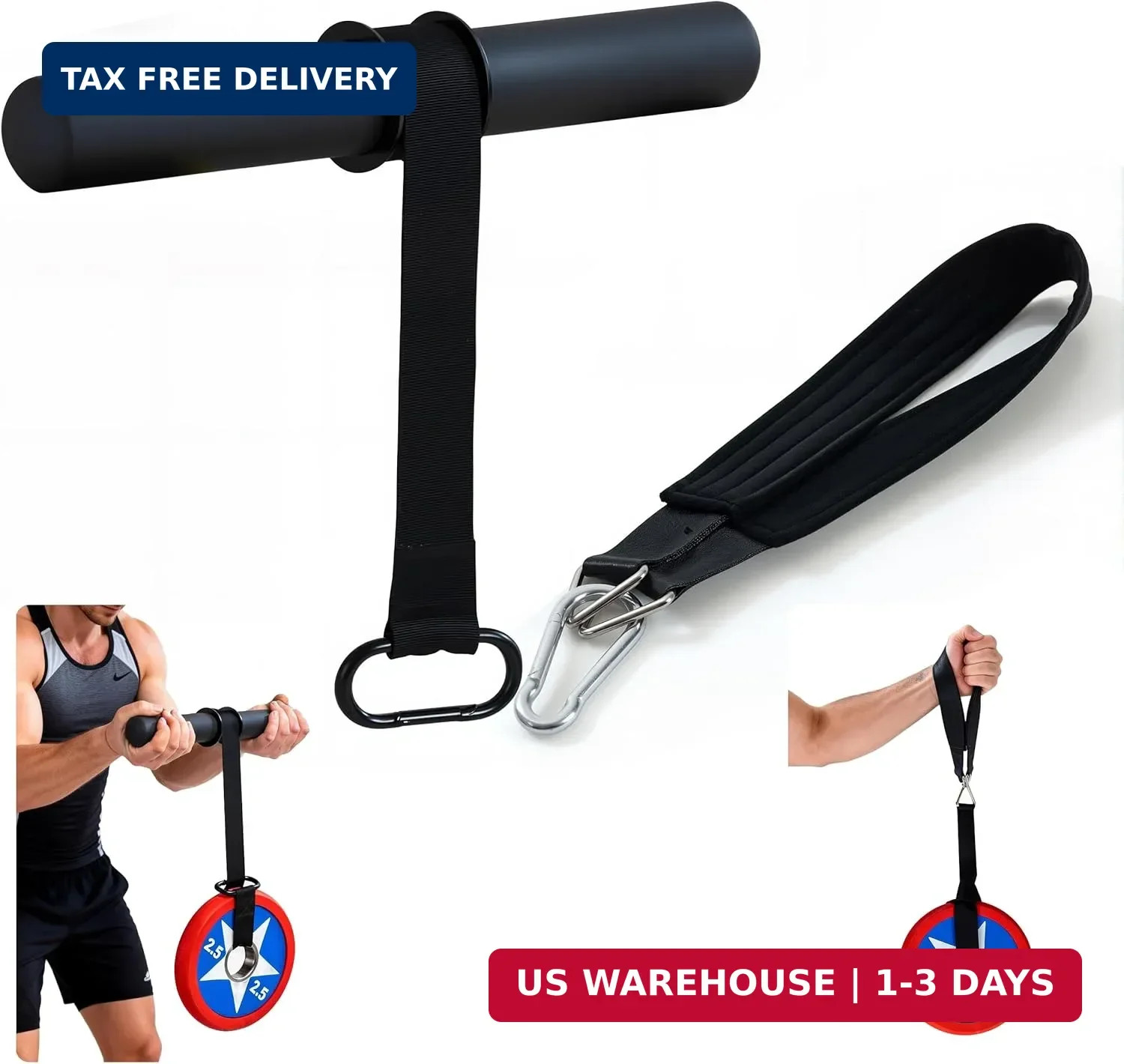 Wrist Roller Forearm Strengthener with Wrist Strap, Thick Carbon Steel Forearm E