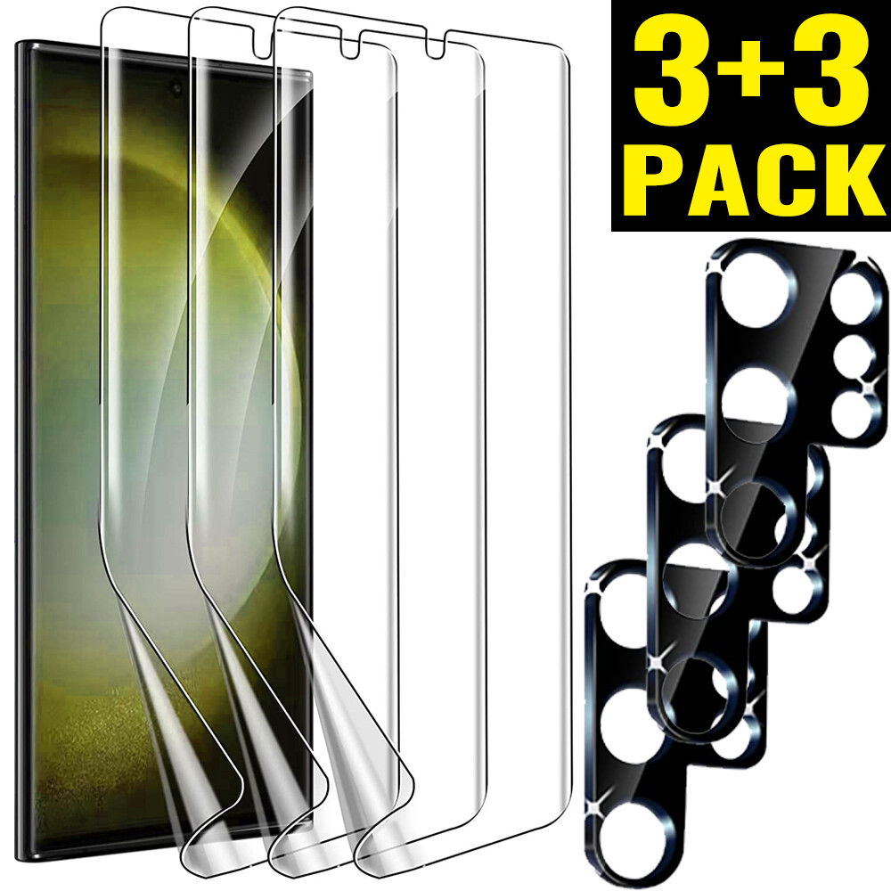 [3+3 Pack] For Samsung Galaxy S23 Ultra Plus S22 Ult Screen Protector Lens Cover