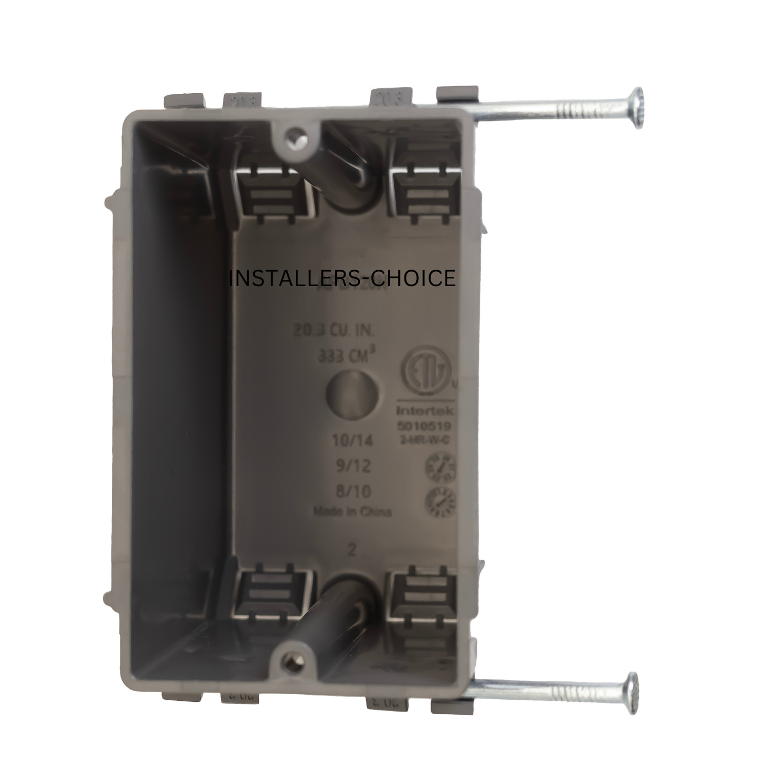 10 pcs 1-Gang 20 Cu In New Work ETL Nail on Electrical Switch & Outlet Box Gray