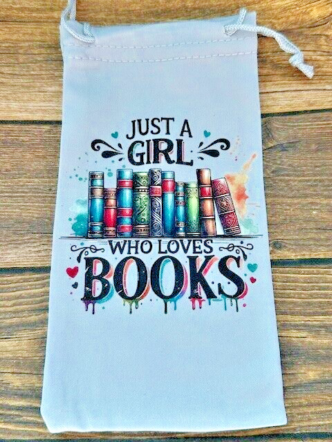 Soft Eye Sunglasses Gray Accessory Pouch Pull Top Just Girl Who Loves Books RTS