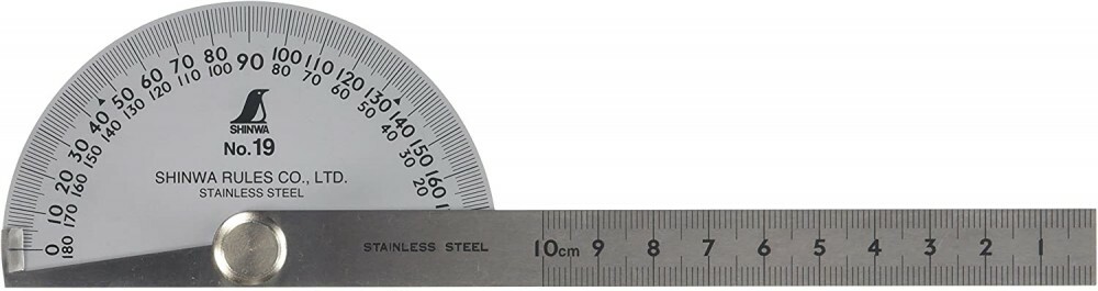 SHINWA Protractor Rapporteur Winkelmesser No.19 Stainless steel 62490 From Japan