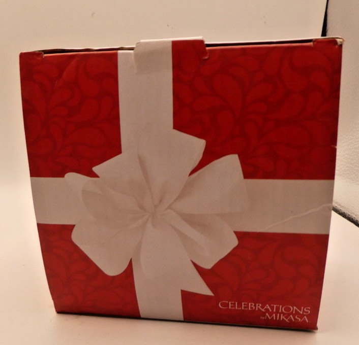 Mikasa Celebrations Ruby Red Ribbon Crystal Candy Dish Size: 4.75” NIB