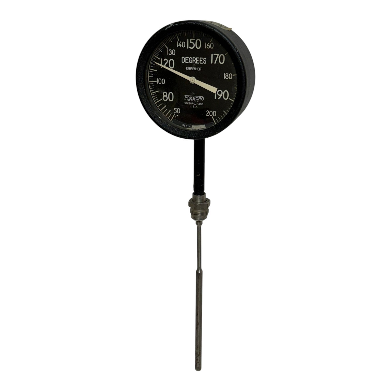Foxboro Vintage Industrial Mechanical Dial Thermometer 50-200°F