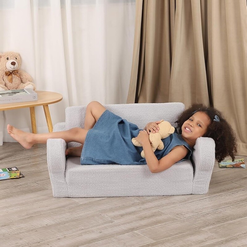 Extra Wide Toddler Chair 2-in-1 Fold Out Lounger Kids Sofa Convertible Couch New