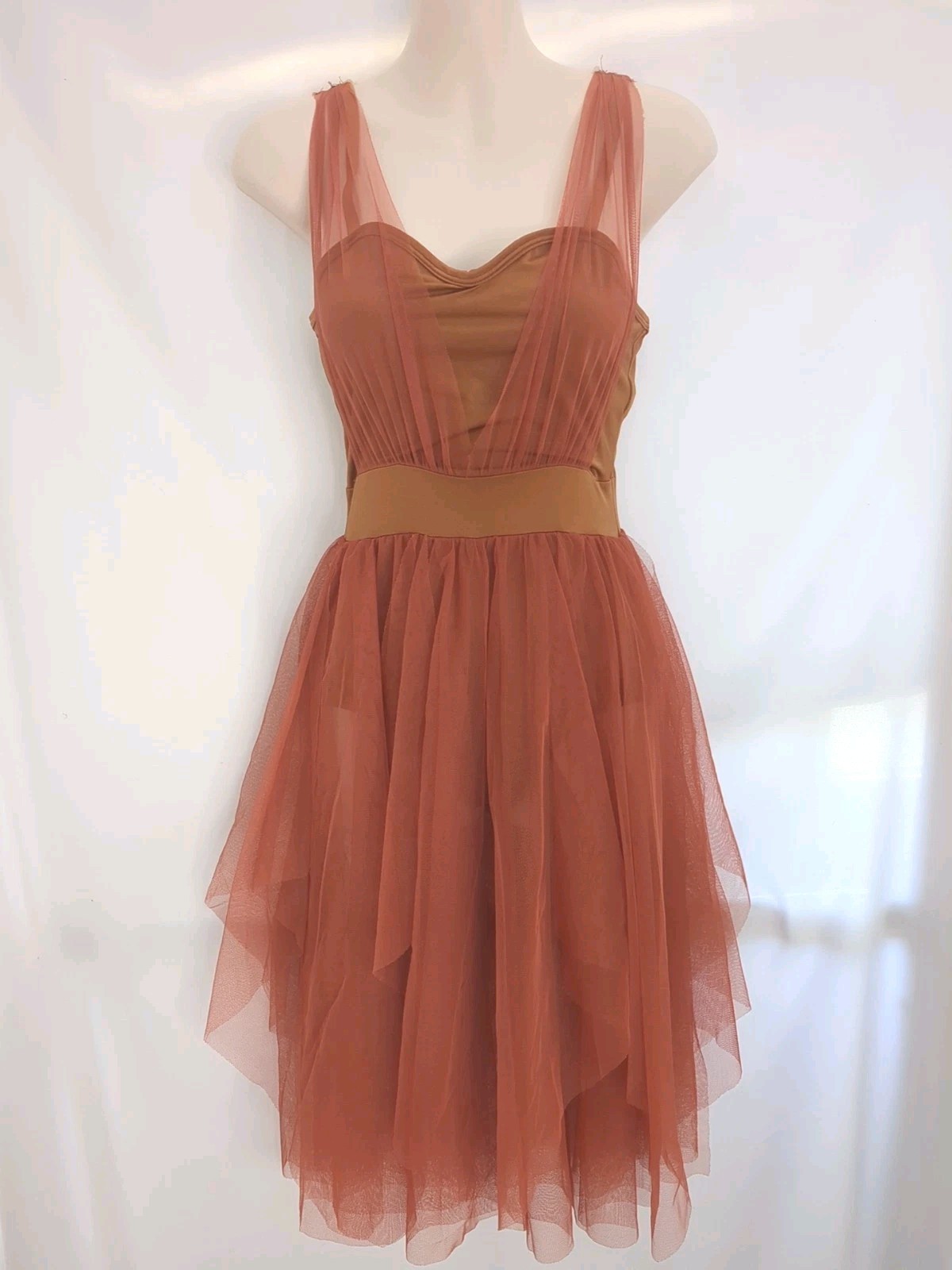 Rust Orange Bronze Lyrical Contemporary Dance Costume Dress SA Small Adult