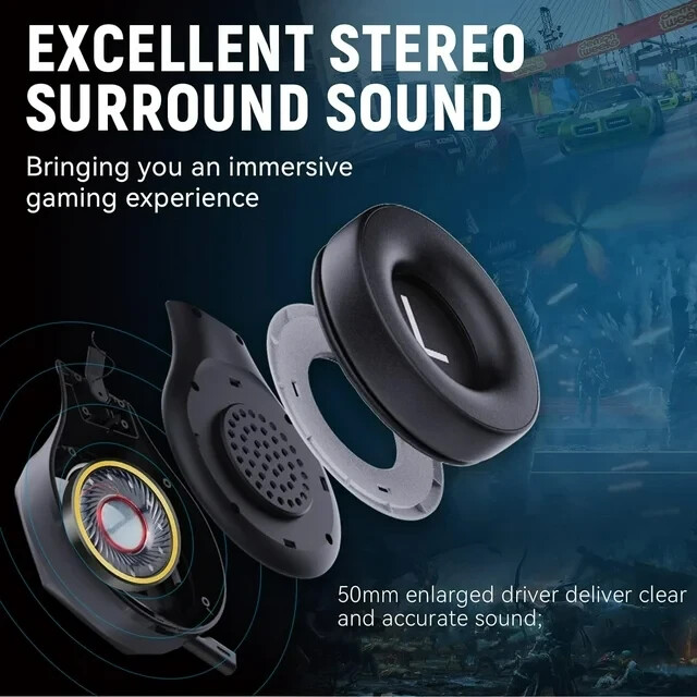 2.4G Wireless Bluetooth Gaming Headset, RGB Mic, PS5 Switch Xbox PC Compatible