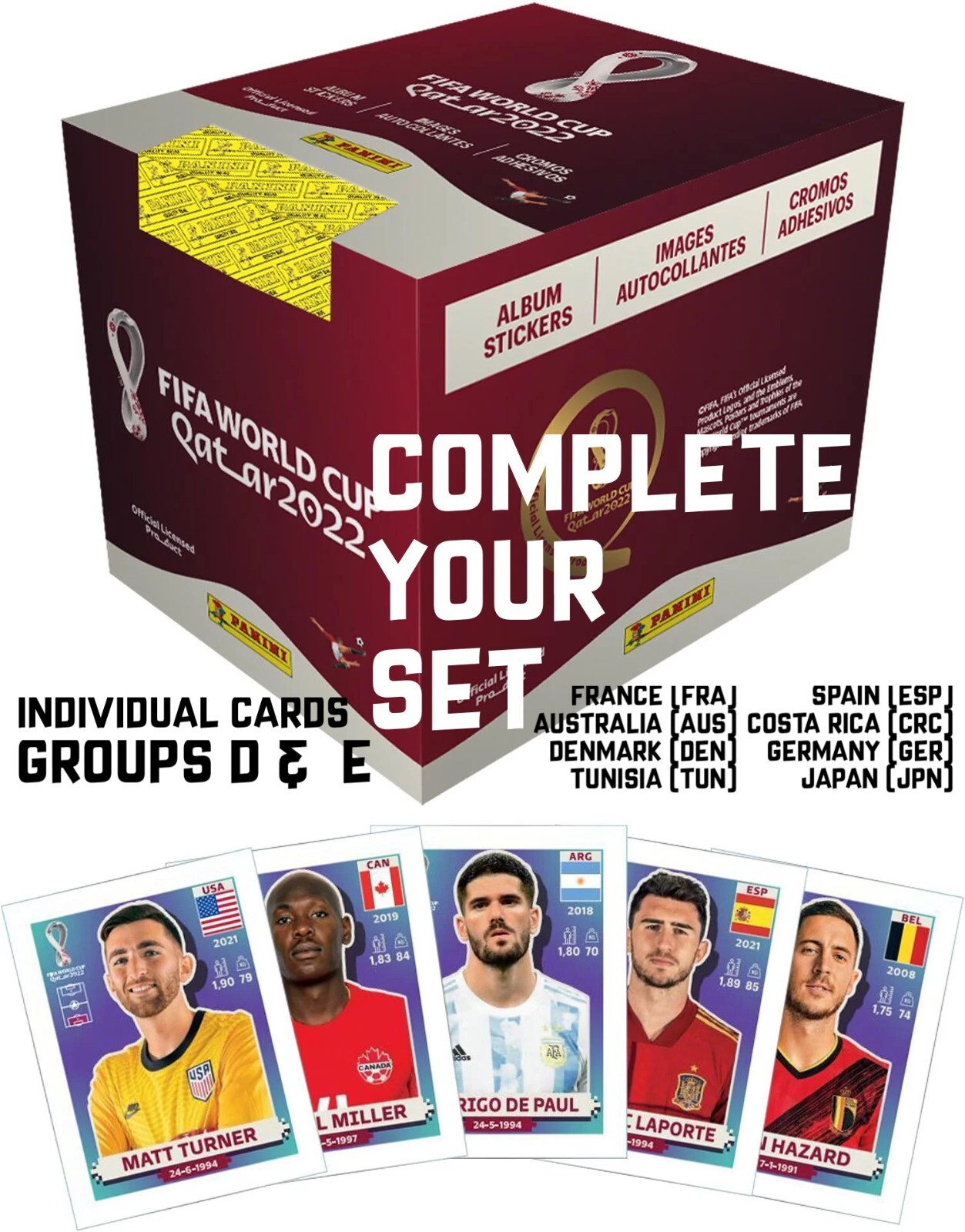Panini FIFA World Cup Qatar 2022 Stickers; YOU CHOOSE Group D & E (FRA thru JPN)