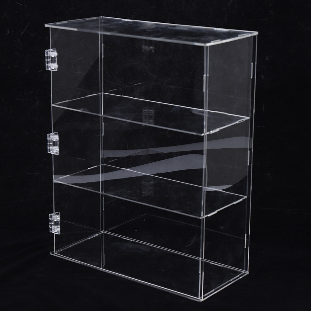 3-Tier Display Case Shelf Dustproof Clear Showcase Holder for Action Figures