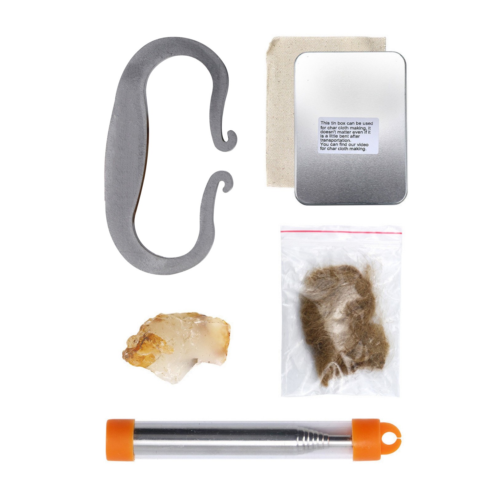 Complete Flint Fire Starting Kit with Cotton Cloth  for Survival Bushcraft
