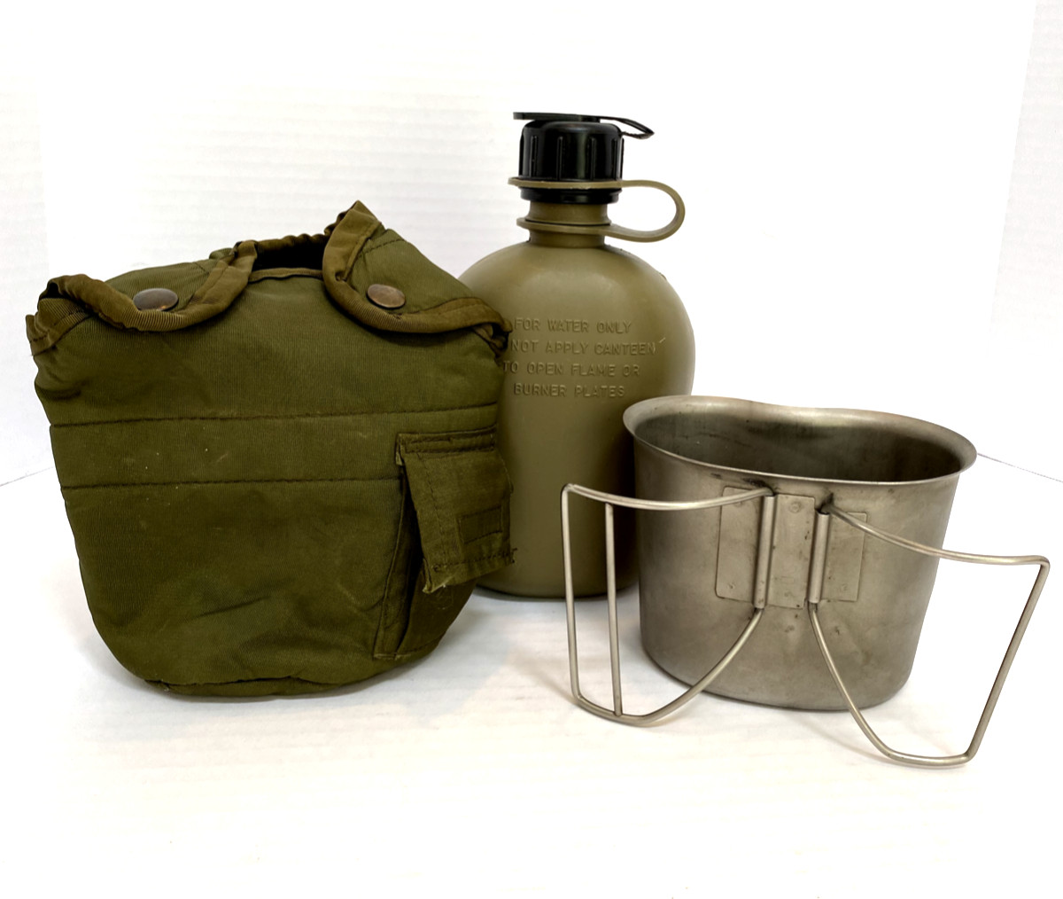 USGI ALICE 1QT OD Canteen Cover w/ OD Canteen and GENUINE US Military Cup VGC