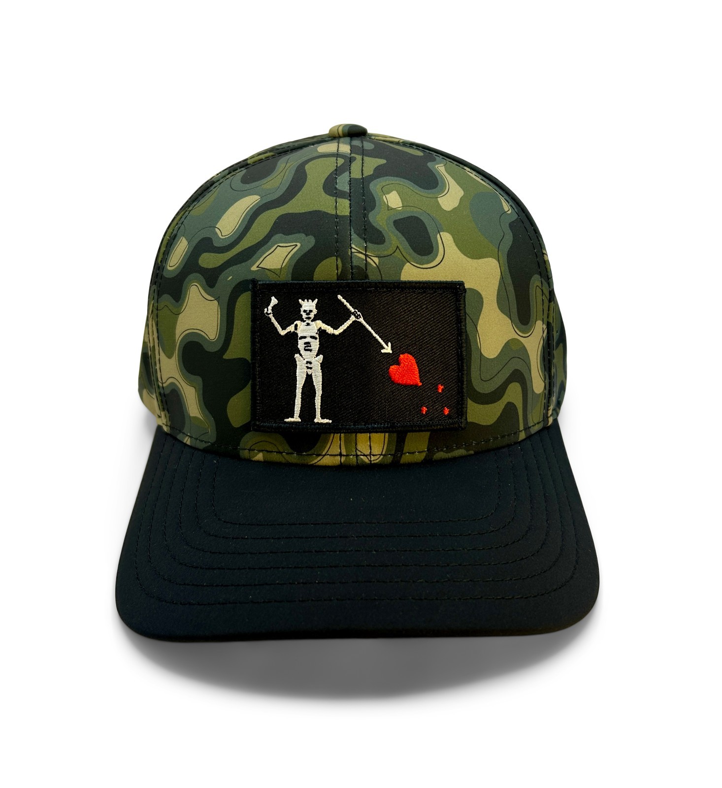 Blackbeard’s Flag Patch Hat | Sobro Waterwood Camo Performance Perforated |