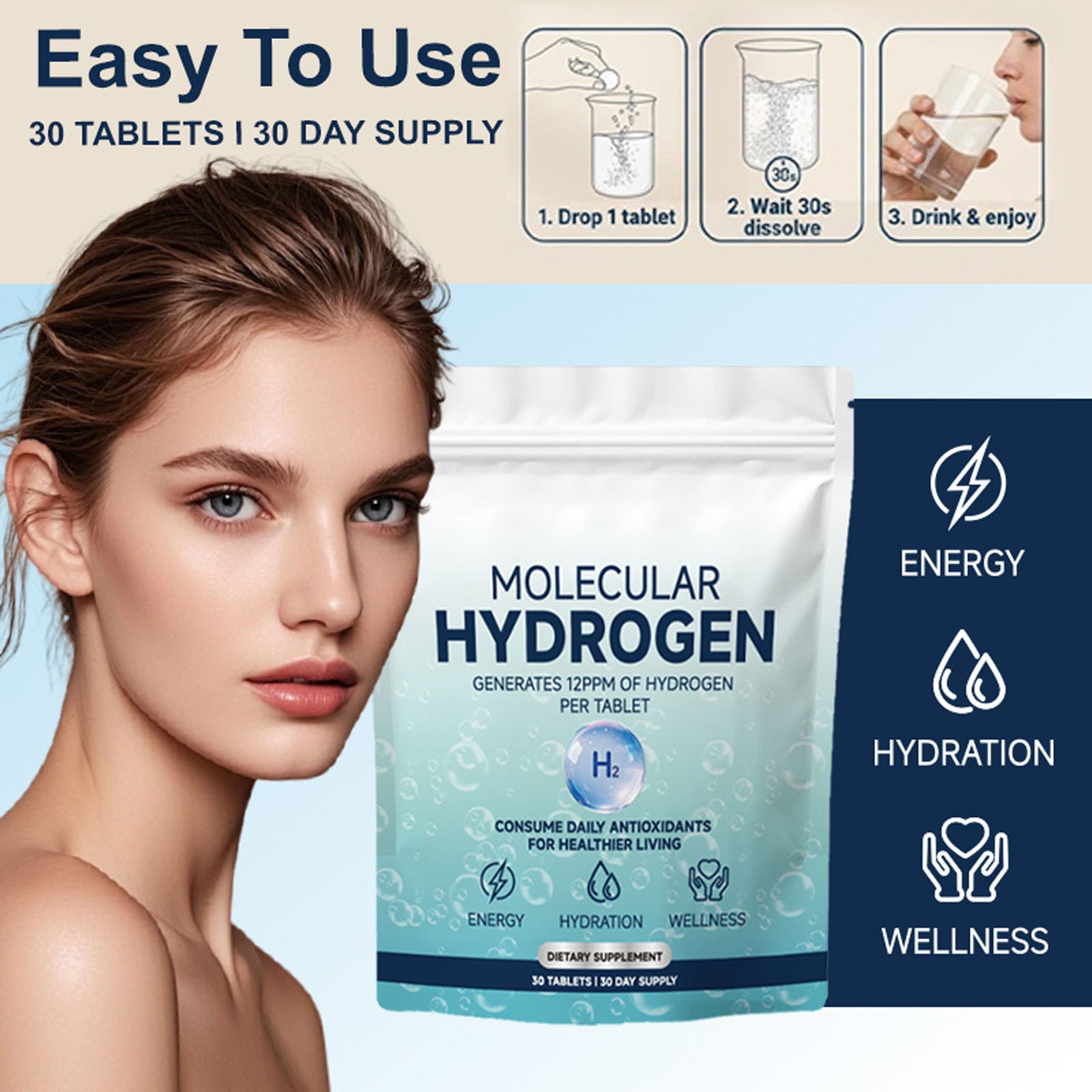 Hydrogen Tablets for Drinking Water, Hydrogen Water Tablets Energy-boosting 1