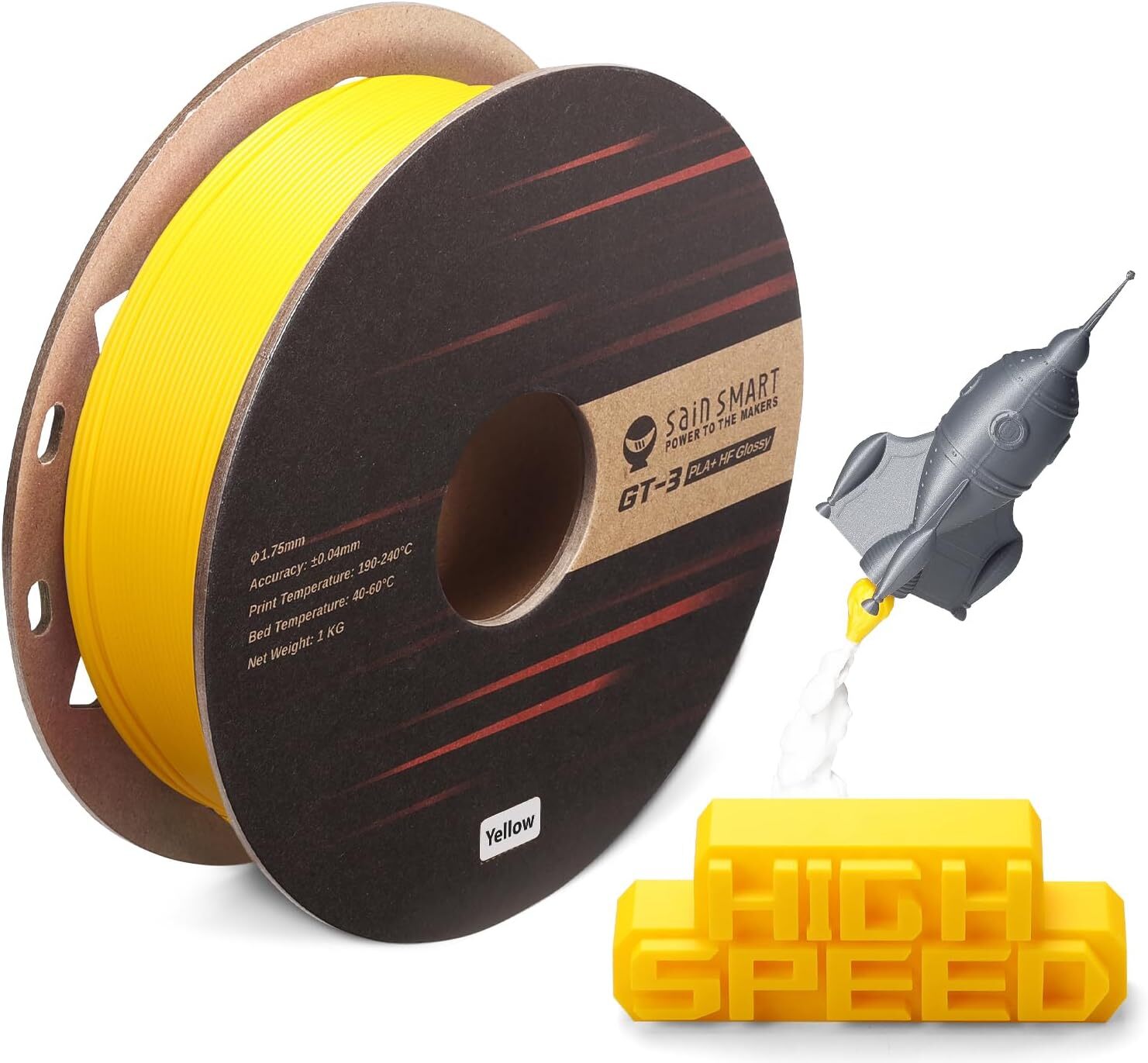 SainSmart GT-3 High Speed Glossy PLA Filament 1.75mm, 1KG, ??0.02mm