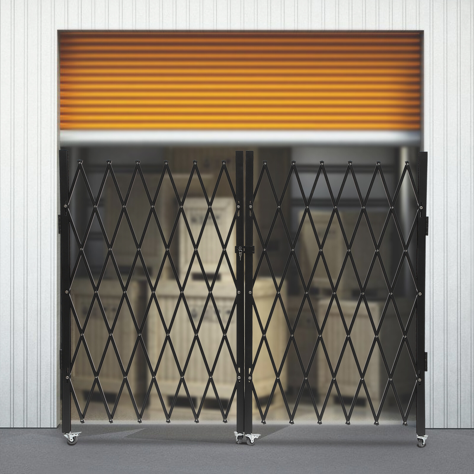 Double Folding Security Gate Folding Door Gate 5-3/4'H x 10'W Scissor Gate