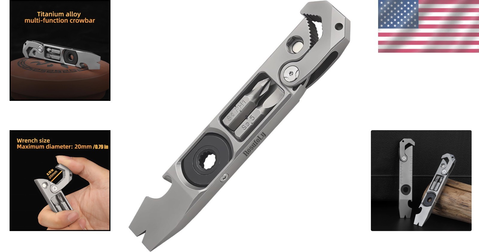 Titanium Multi-Tool Pry Bar: Compact and Versatile EDC Tool for Every Adventure