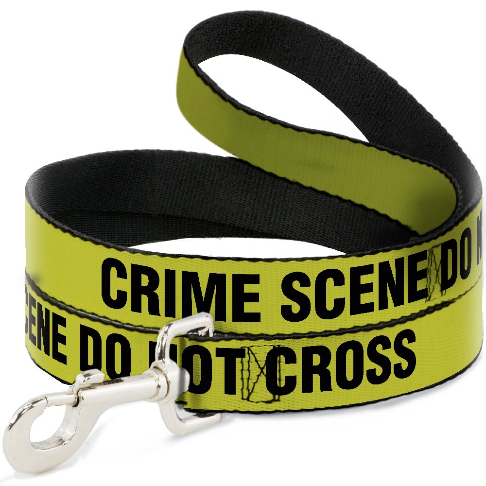 Dog Leash CRIME SCENE DO NOT CROSS Yellow/Black NARROW 0.5"