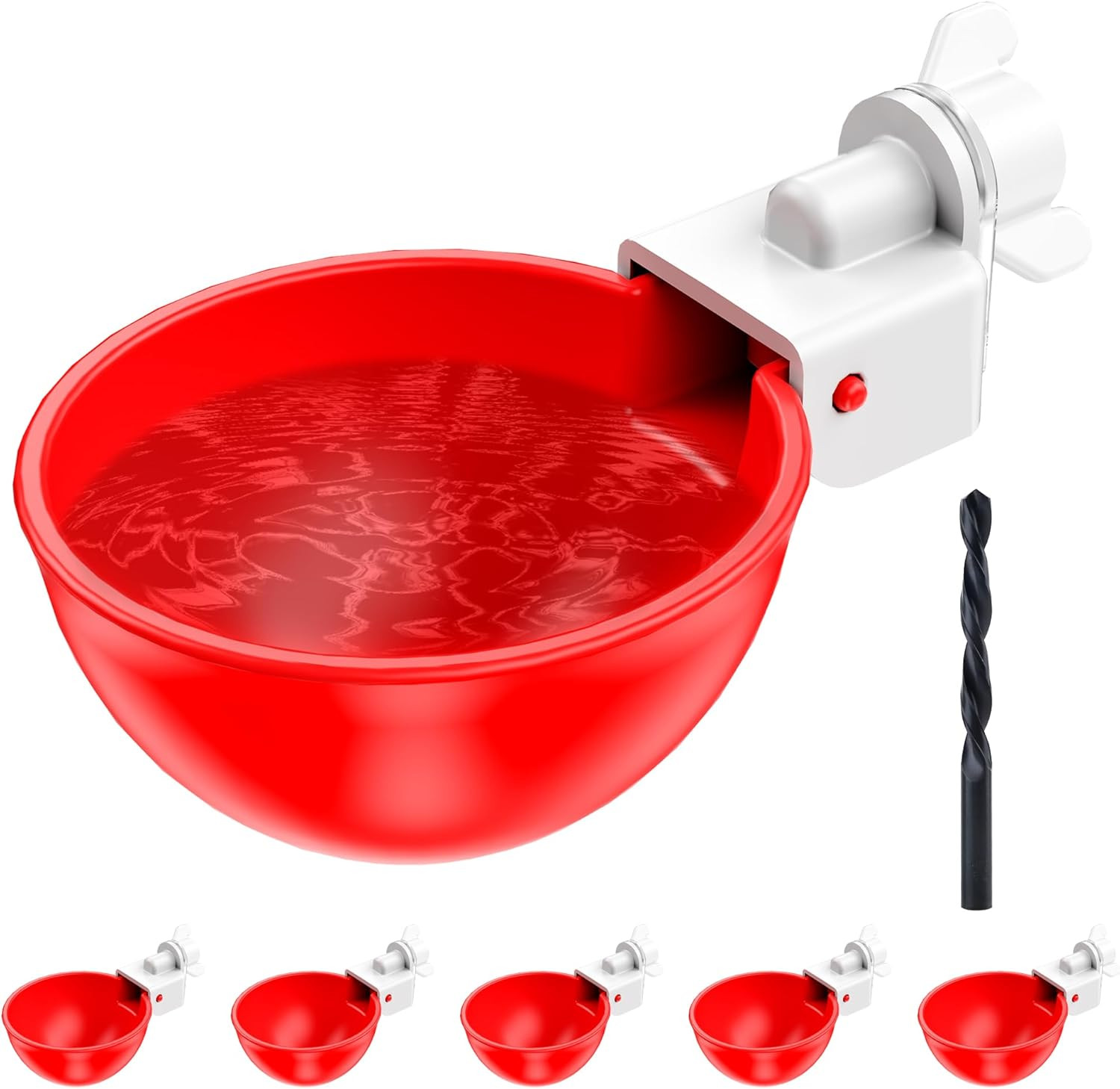 Zenxyhoc Chicken Waterer Cups, 6 Pack Automatic DIY Chicken Water Bowl with 3/8'