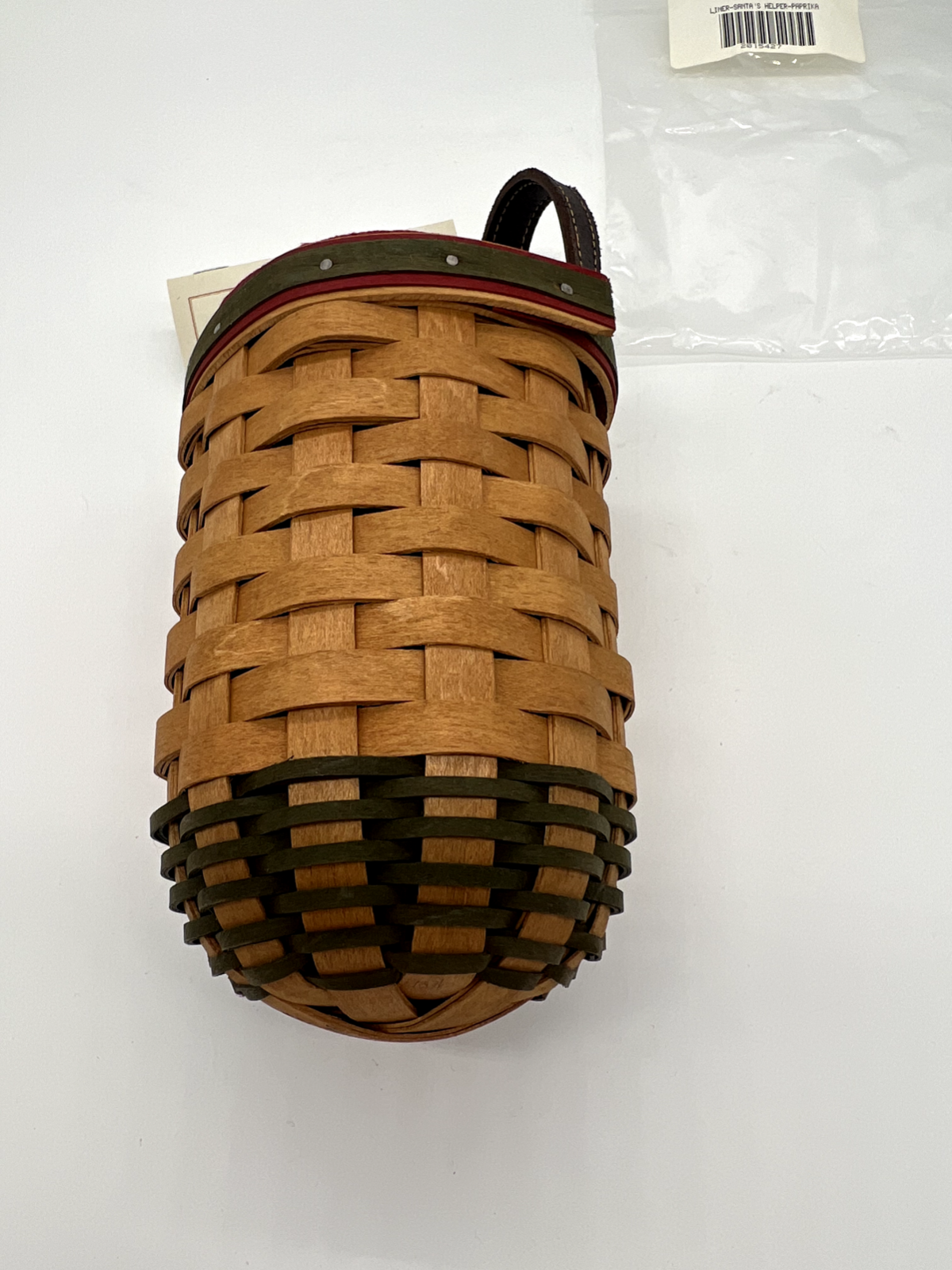 Longaberger Santa's Helper Basket with Protector and Paprika Fabric Liner 2002