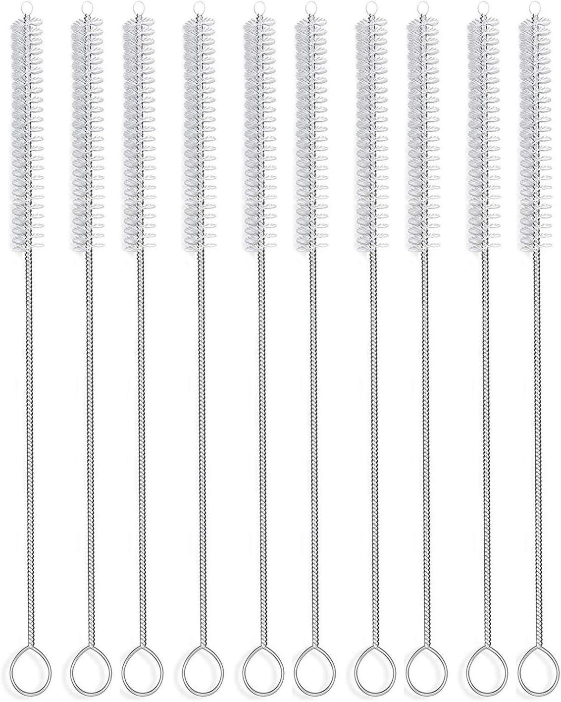 Long Straw Brush, Nylon Flexible,Reusable Pipe Tube Cleaner 12-ihch X Silver