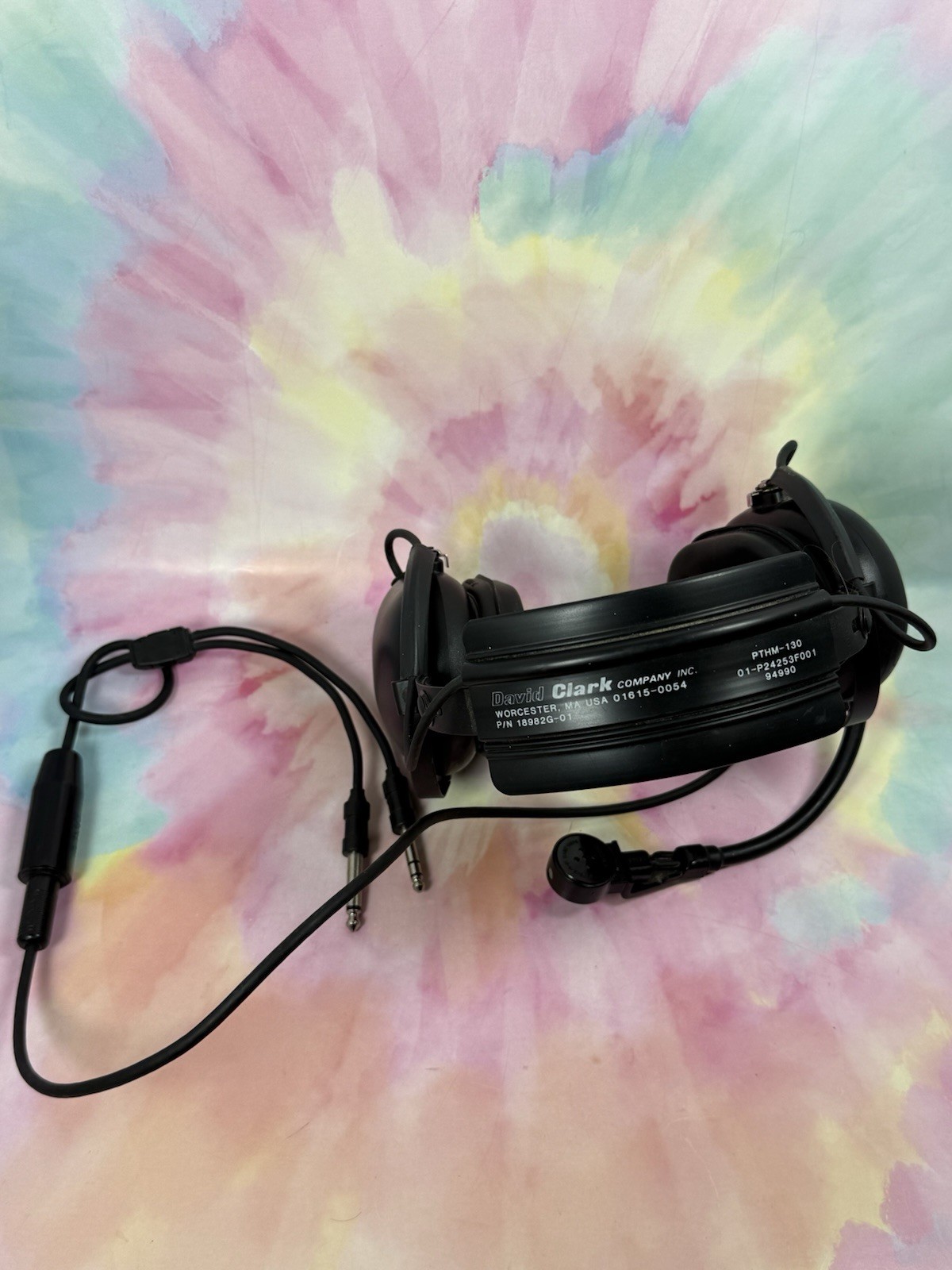 David Clark Aviation Headset 18982G-01 With Dual Plug Adapter Works! Mil Issued