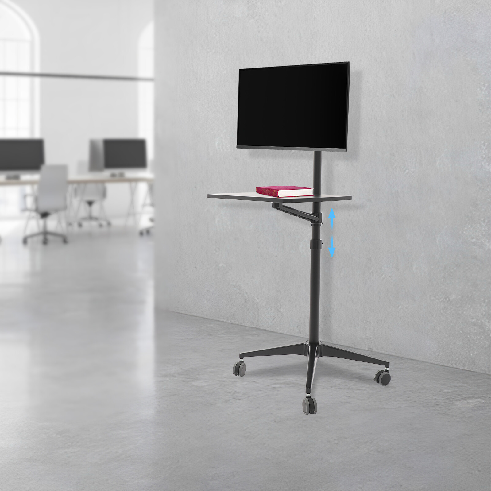 Rolling Laptop Floor Stand, Height Adjustable Mobile Desk, Mobile Workstation