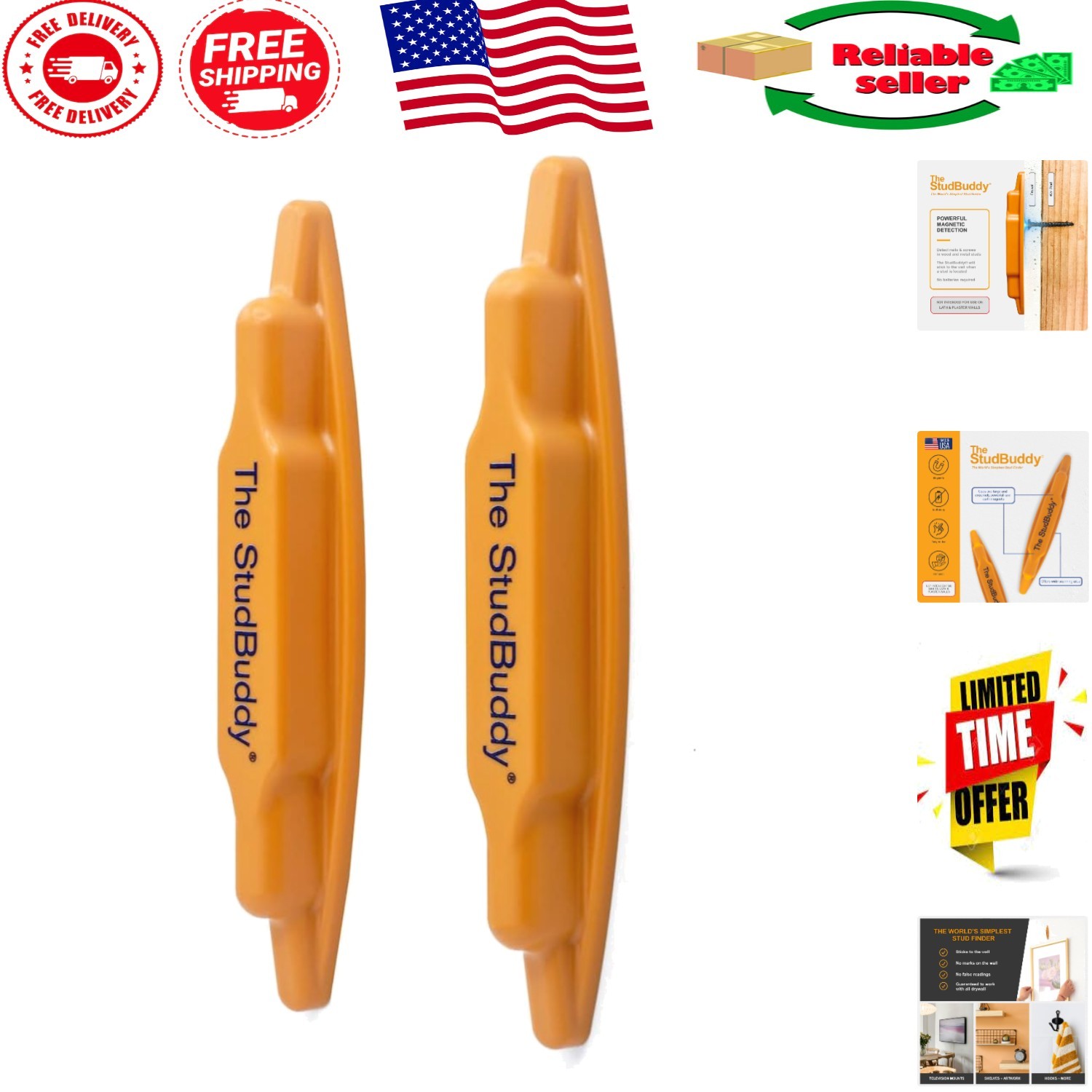 Powerful Neodymium Magnetic Stud Finder - Lightweight & Easy to Use, 2 Count