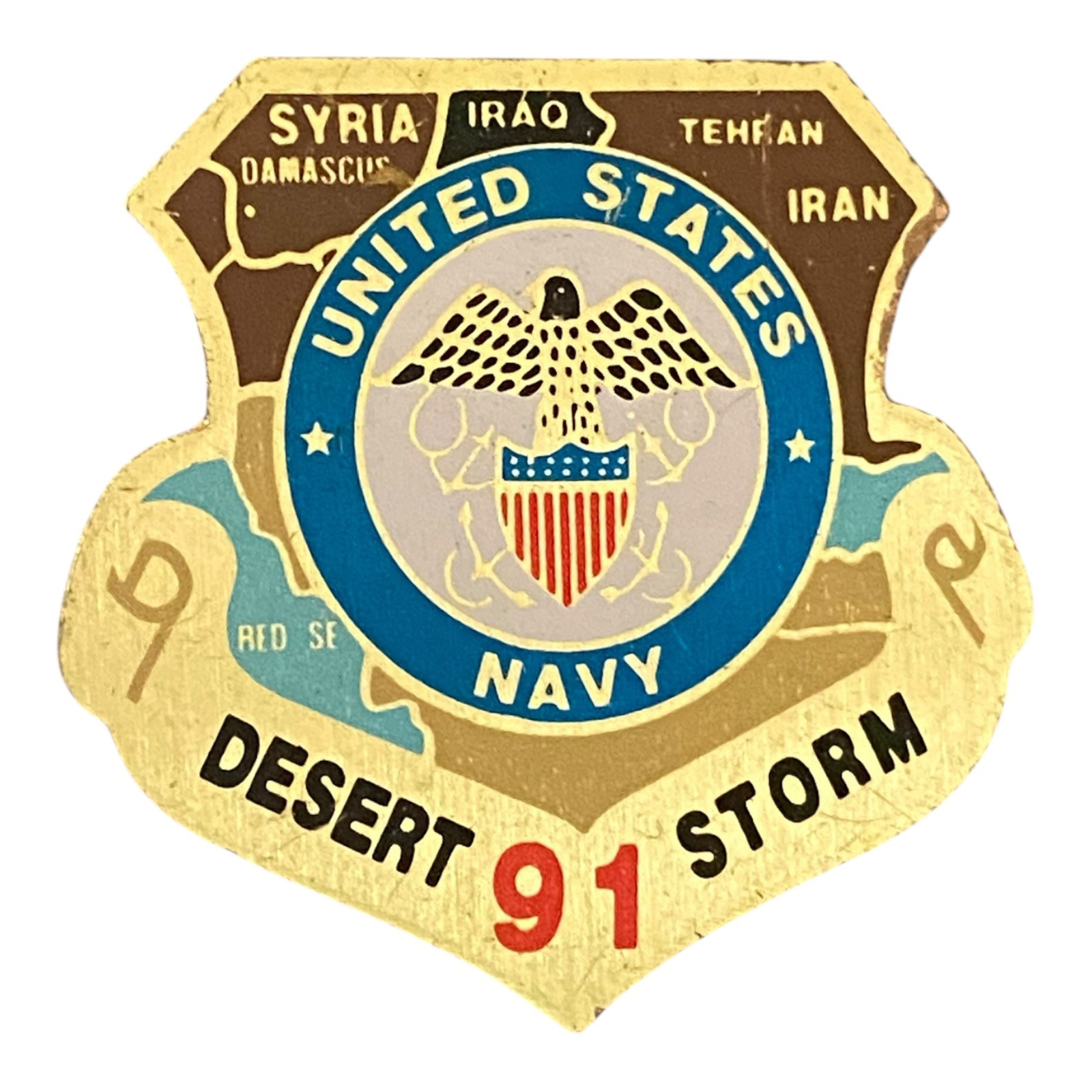 Desert Storm 1991 Navy War Veteran United States USN Shield Tie Tack Lapel Pin