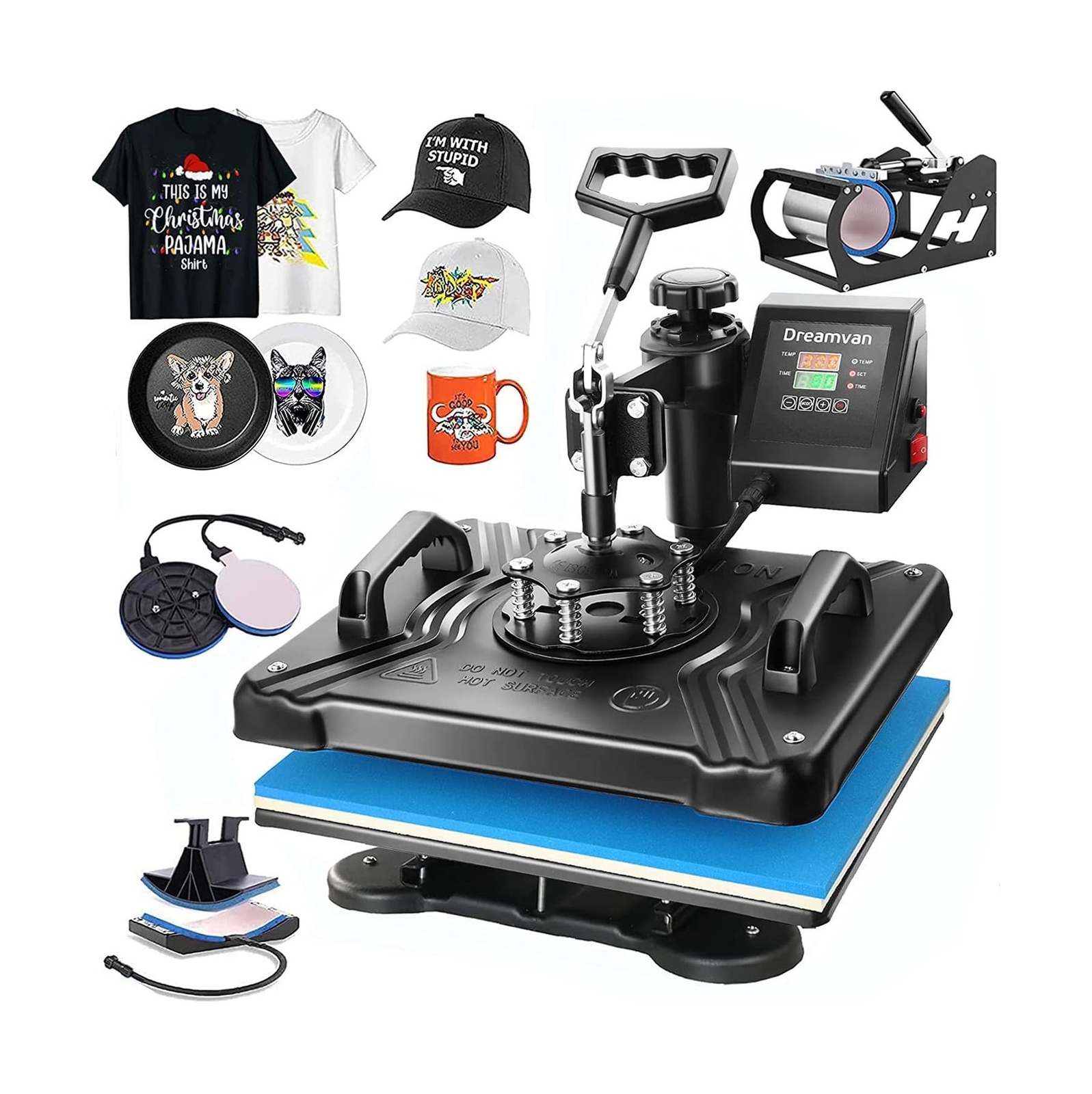 AKEYDIY 5 in 1 Heat Press Machine for t Shirts Professional Swing Away Heat P...