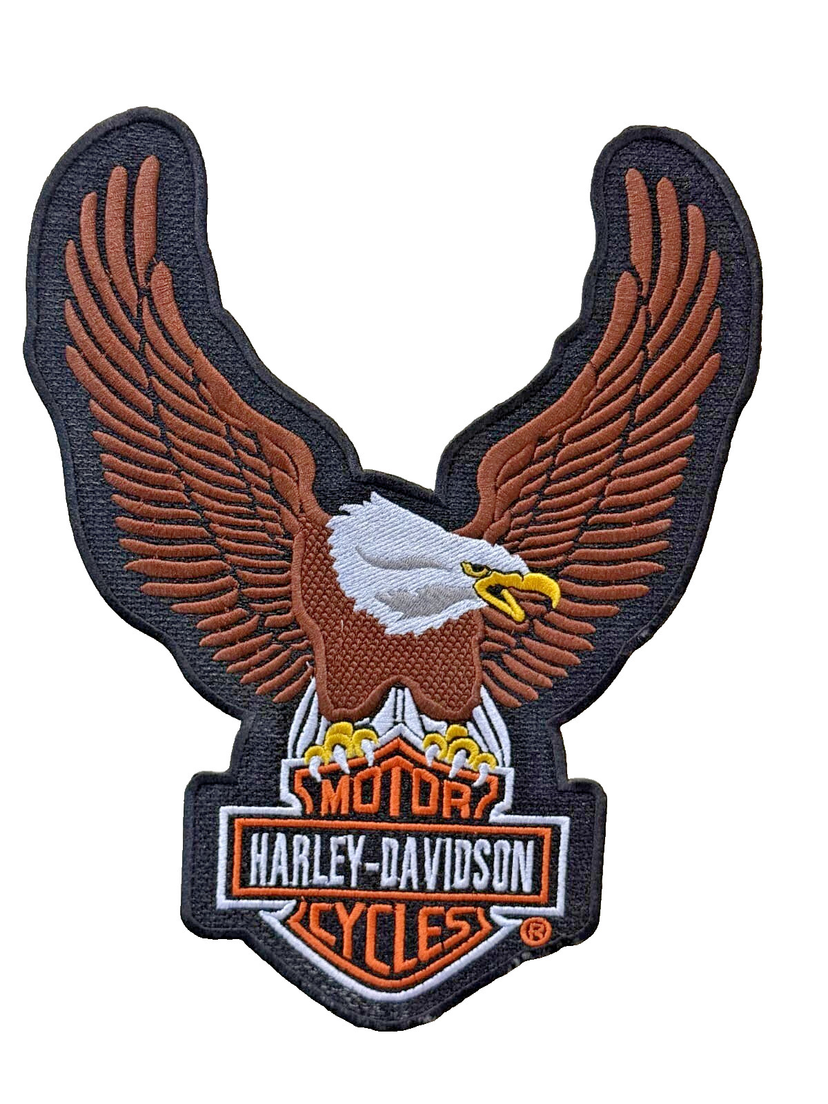 Harley-Davidson Brown Up-Wing Eagle Patch "11 x 9 " Made in USA-IRON ON PATCH