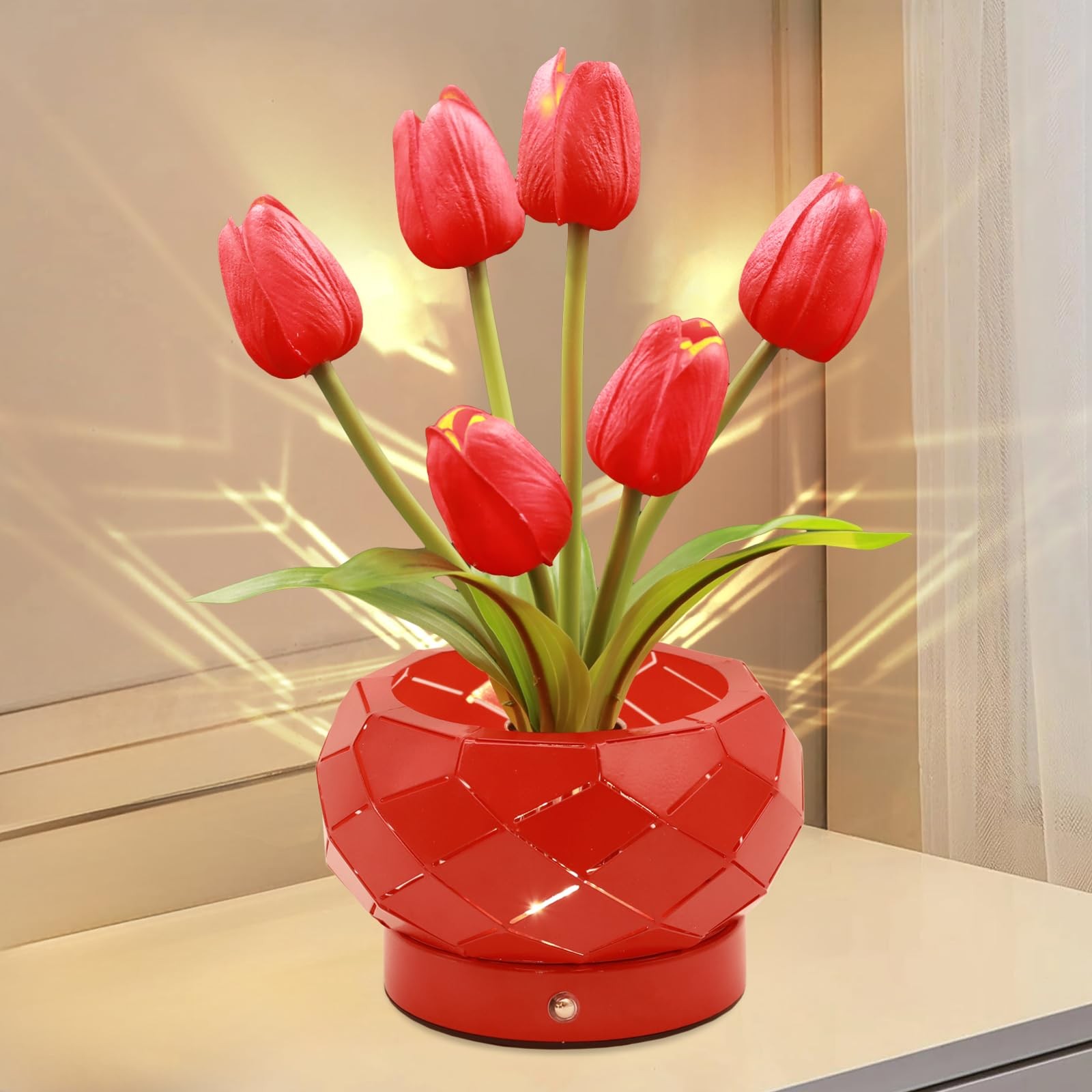 Birthday Gifts for WomenTulips Flower Touch LampRechargeable Cordless Lamps 3...