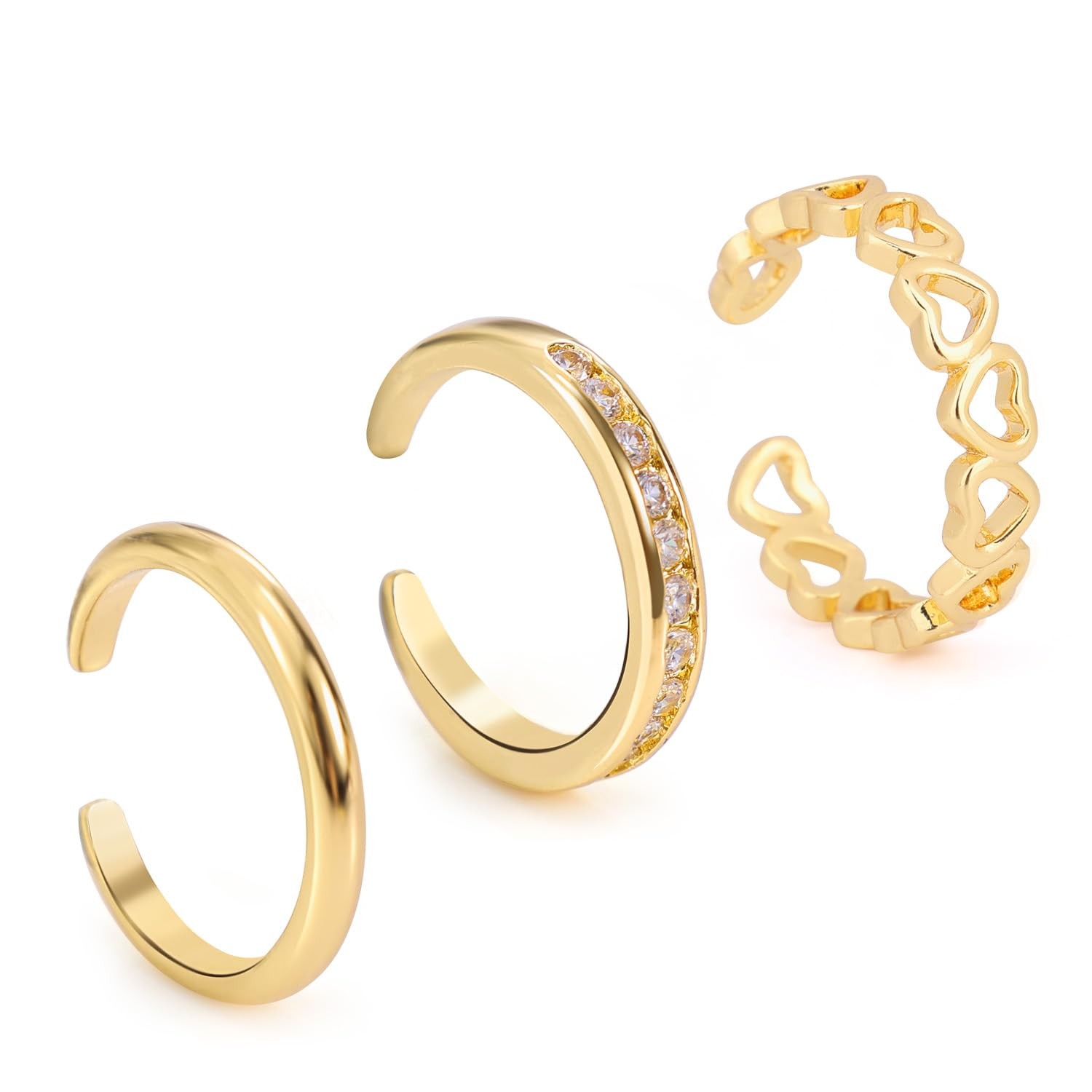 3 Pack Open Toe Rings 3 Styles Dainty Foot Jewelry Set for Women Summer Beach