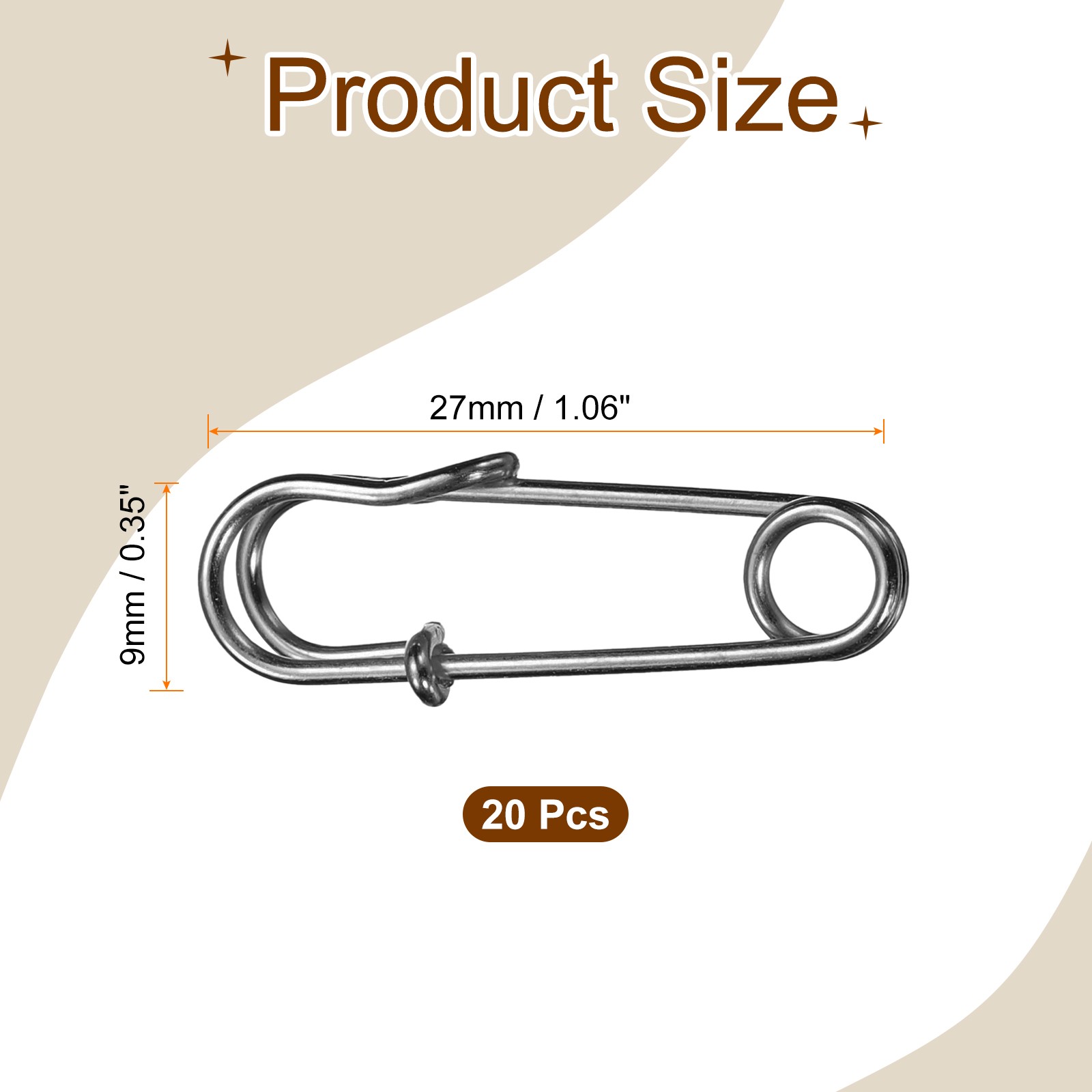 20pcs Safety Pins 27mm Electroplated Large Safety Pin for Clothes Gunmetal