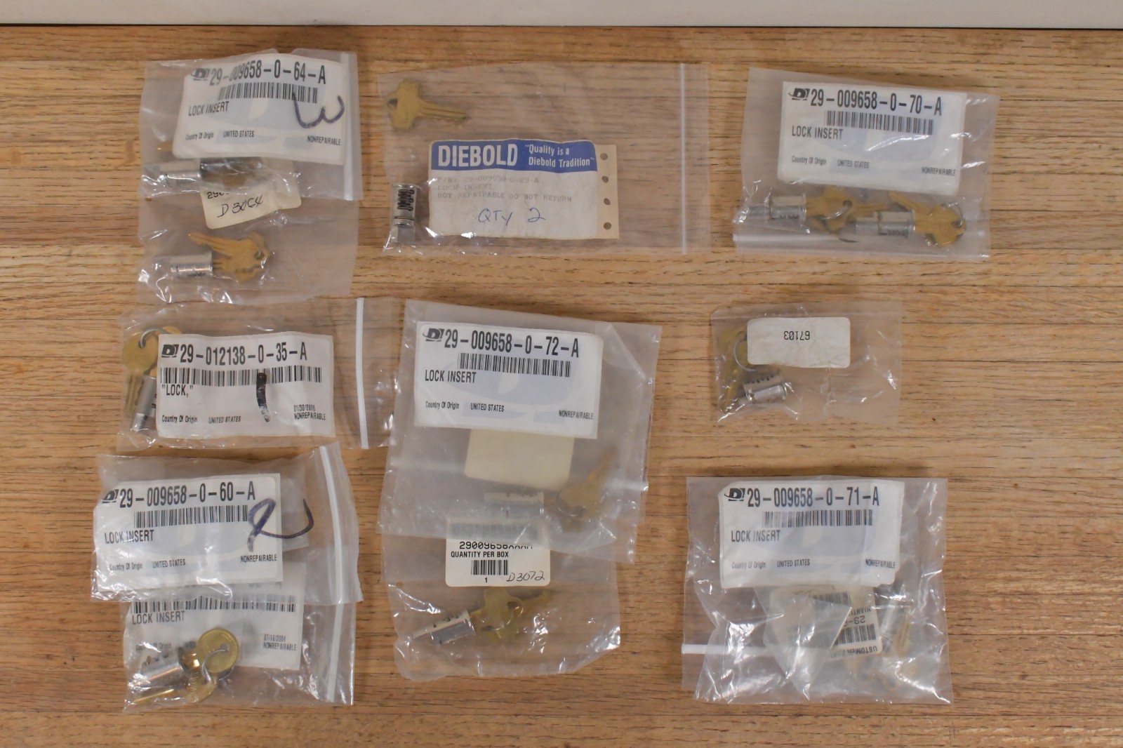 10x Vtg Keylock Lock Plug Inserts for Combination Lock Dial with Keys