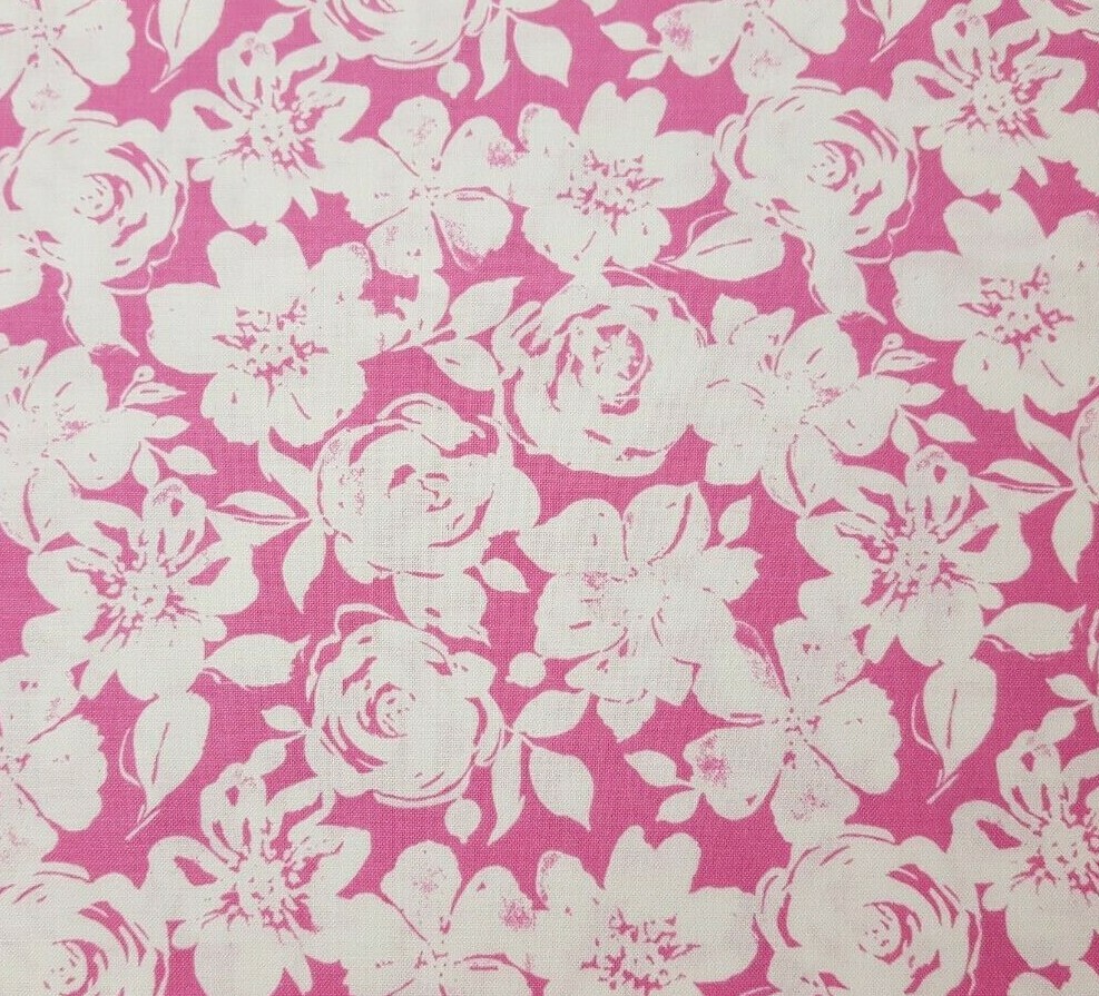 Chelsea Market BTY Brenda Walton Blend Fabrics Floral Pink White