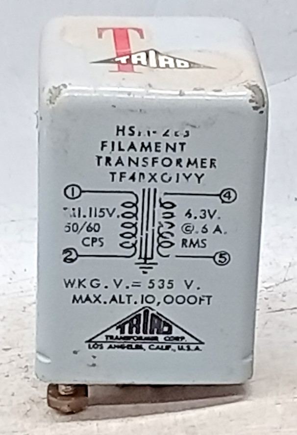 TRIAD HSM-223 Filament Transformer 115 @ 6.3V @ .6A
